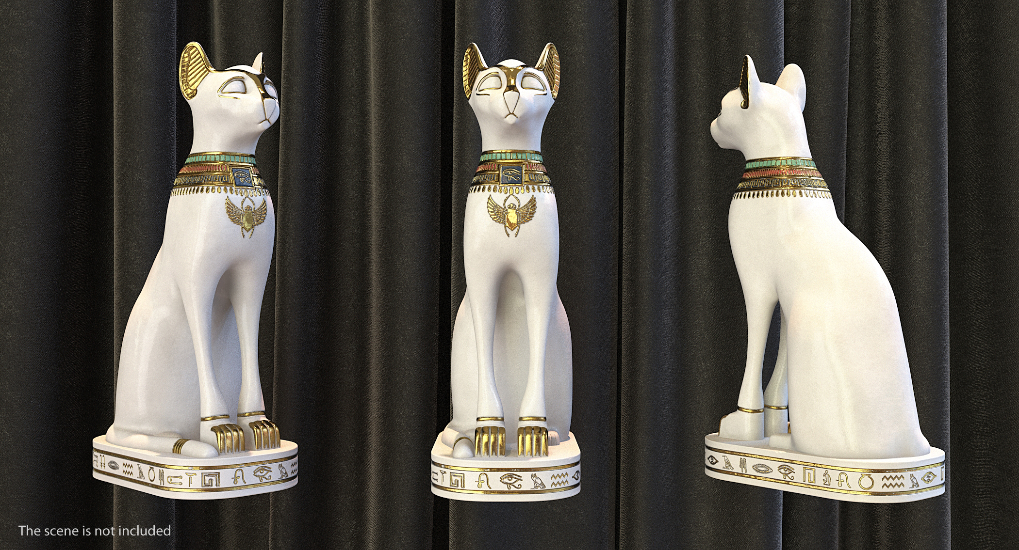3D model Egyptian Cat Statue White