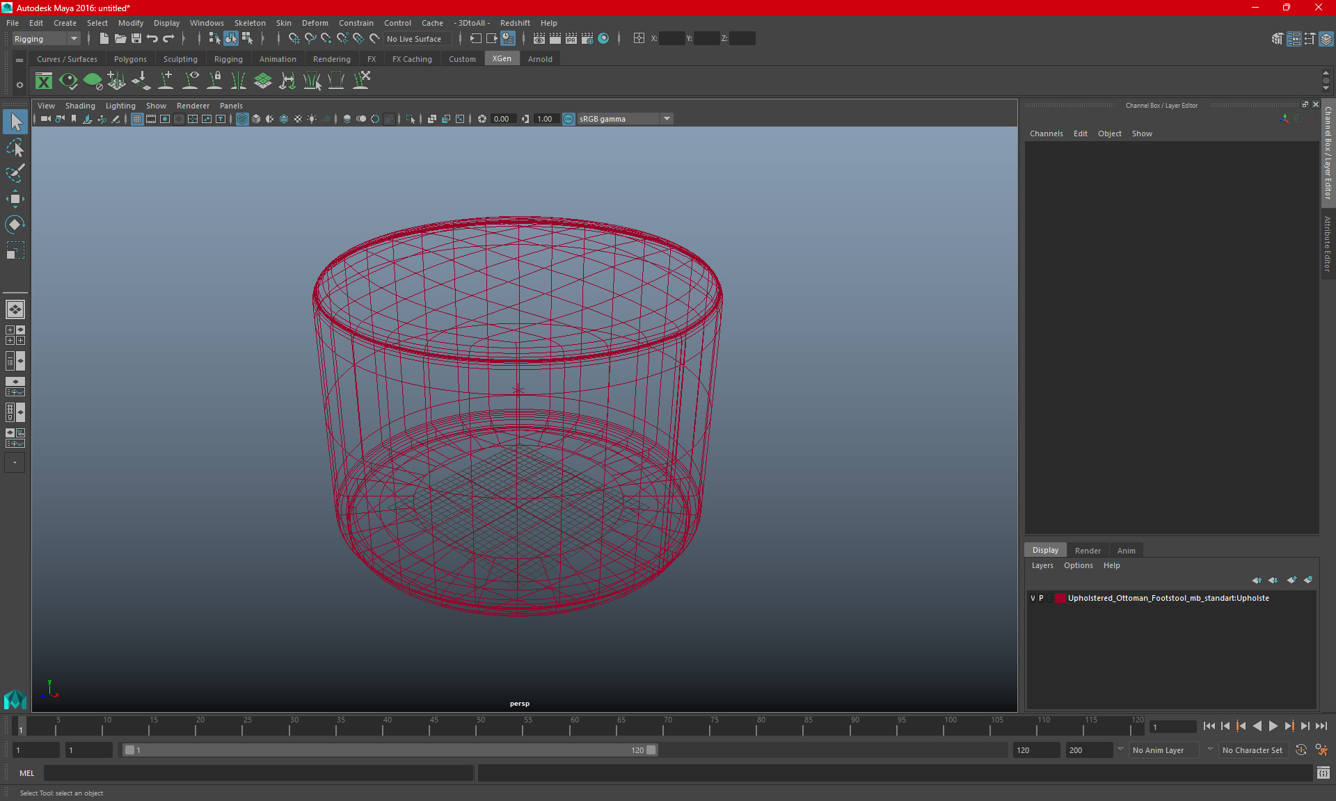 Upholstered Ottoman Footstool for 3D Print 3D