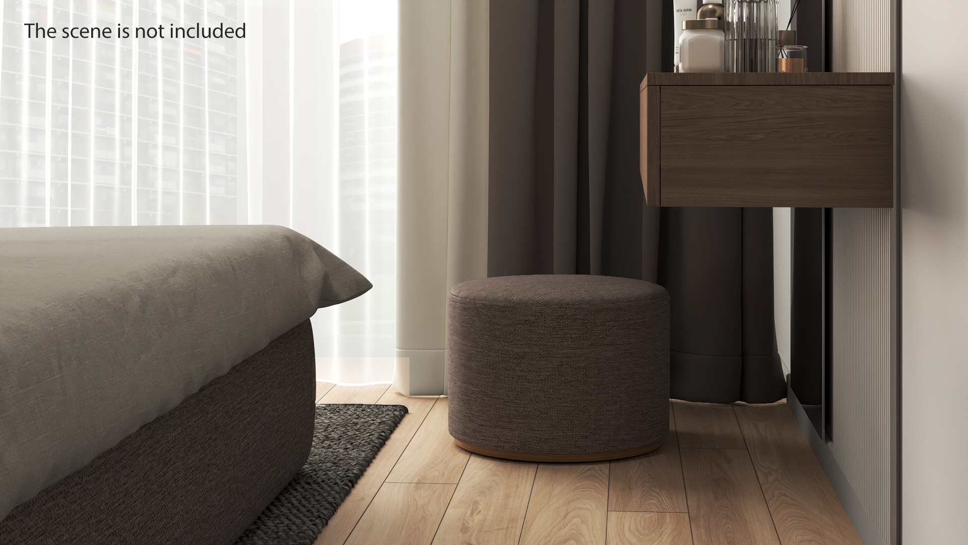 Upholstered Ottoman Footstool for 3D Print 3D