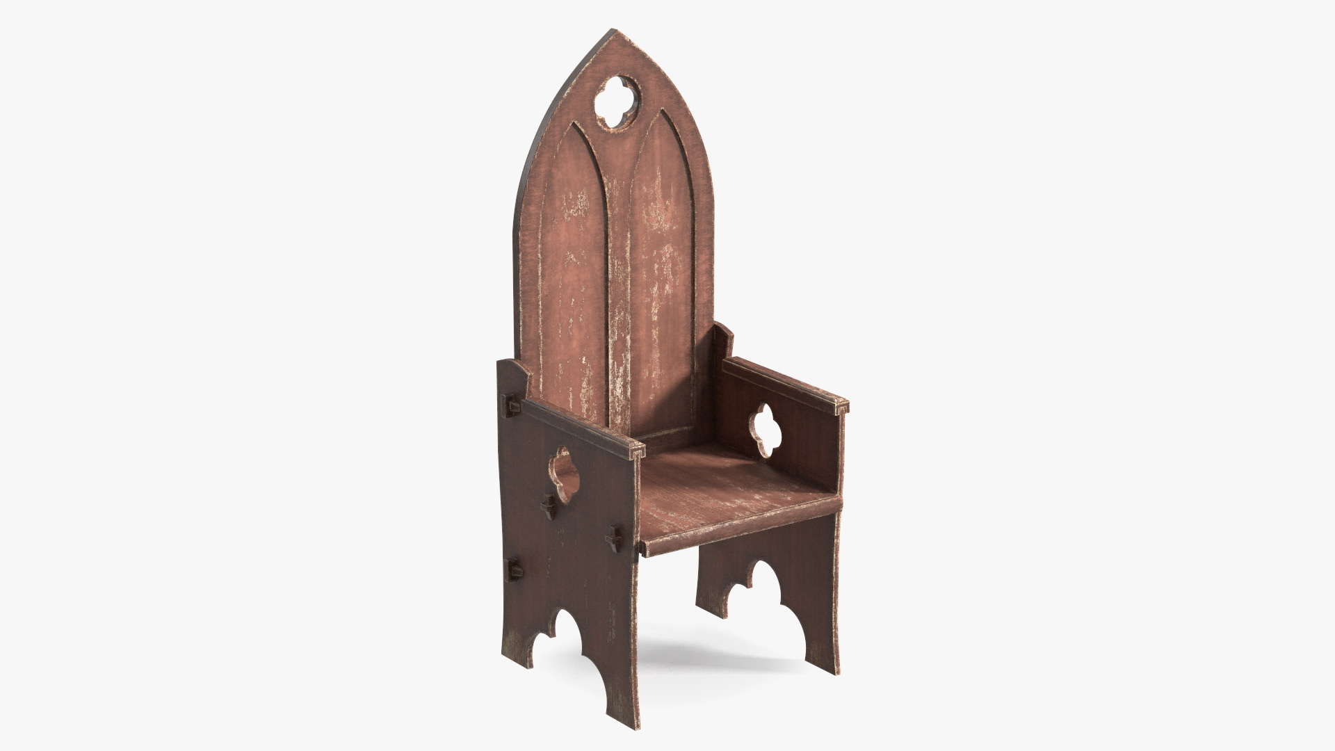 3D model Old Gothic Medieval High Back Chair