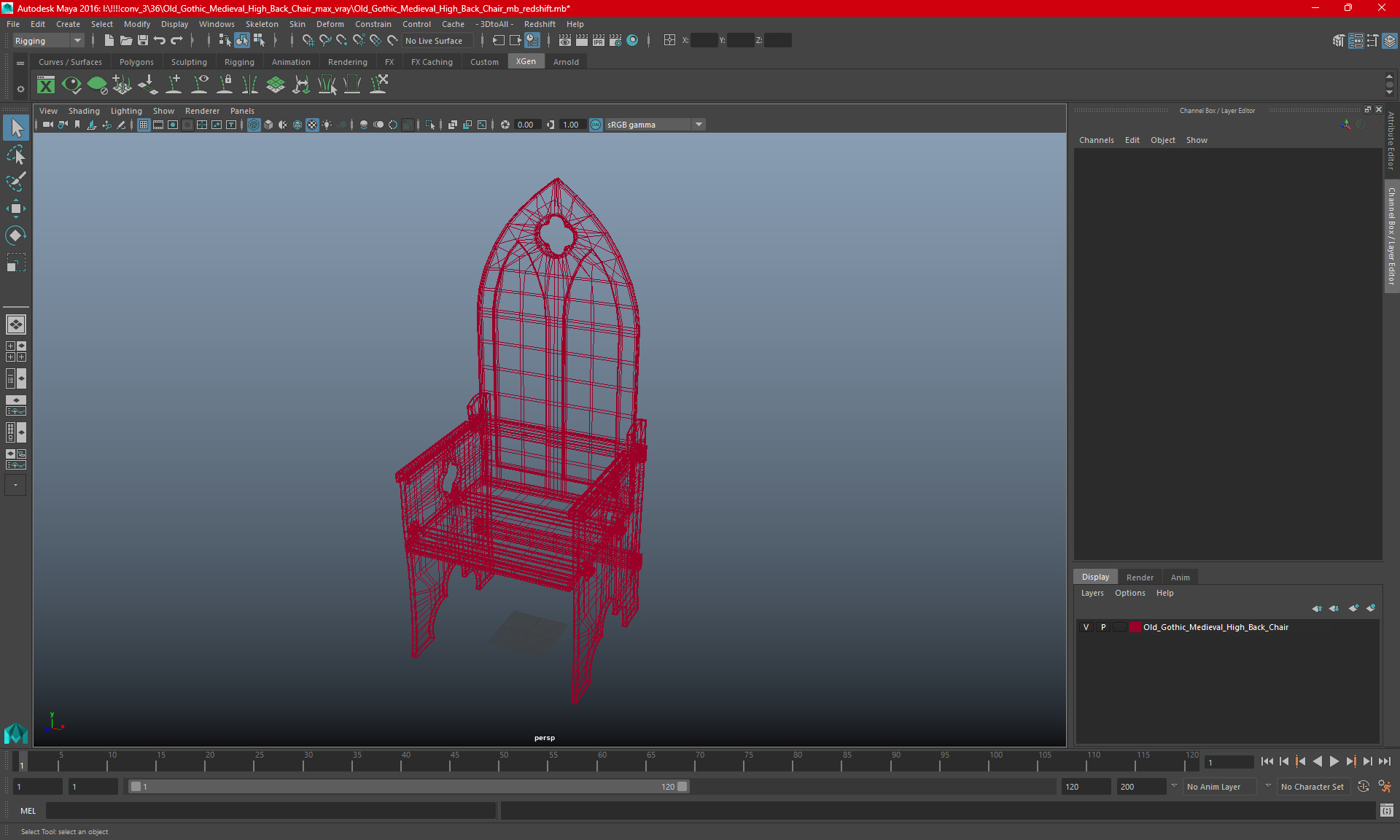 3D model Old Gothic Medieval High Back Chair