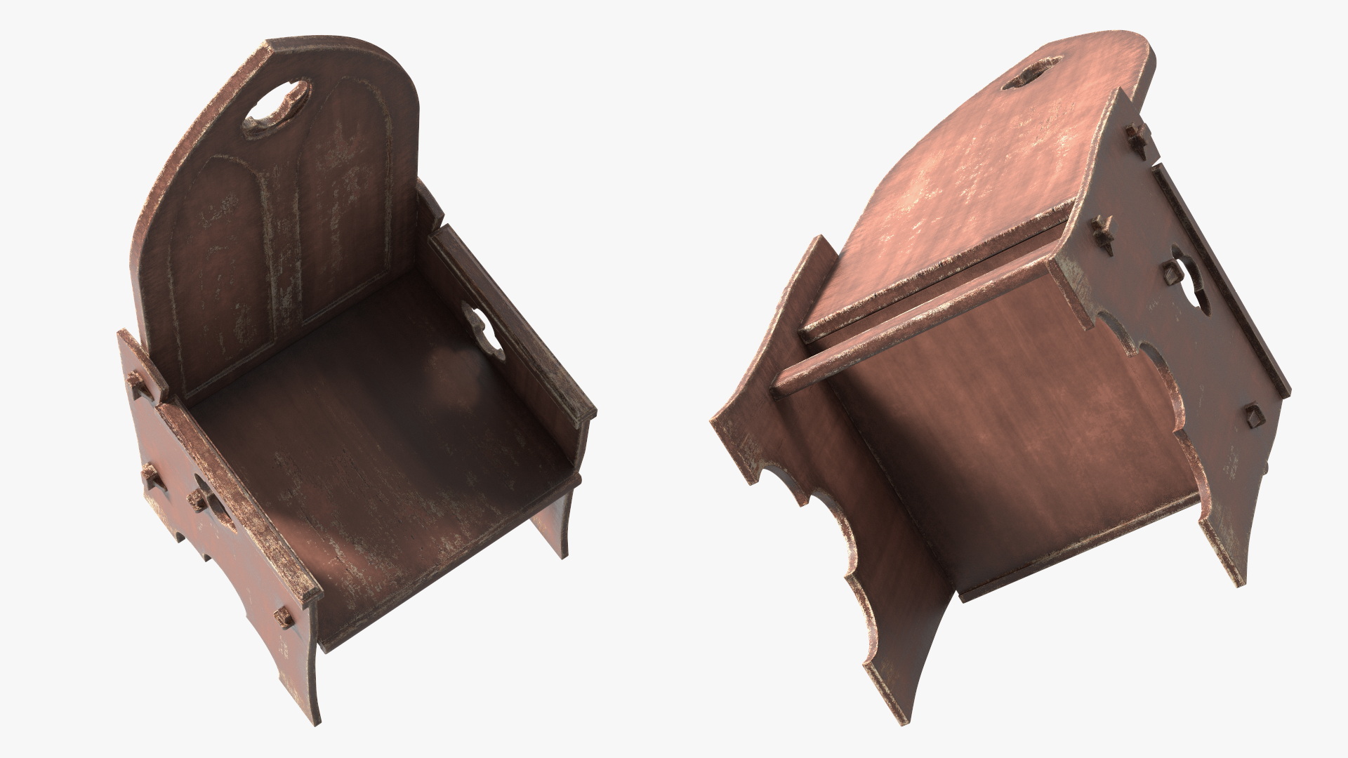 3D model Old Gothic Medieval High Back Chair