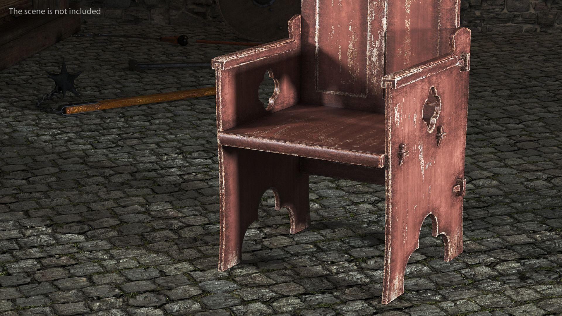 3D model Old Gothic Medieval High Back Chair