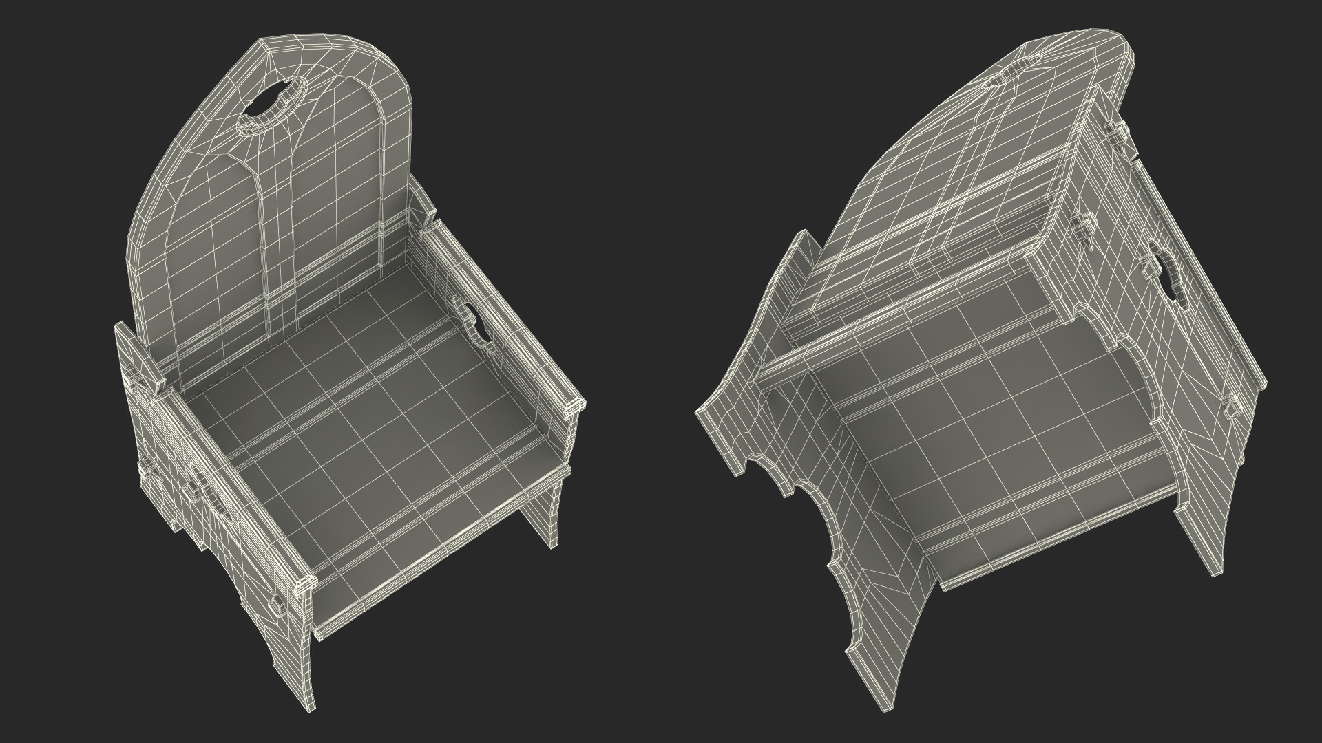 3D model Old Gothic Medieval High Back Chair