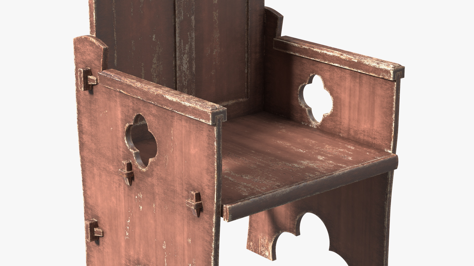 3D model Old Gothic Medieval High Back Chair