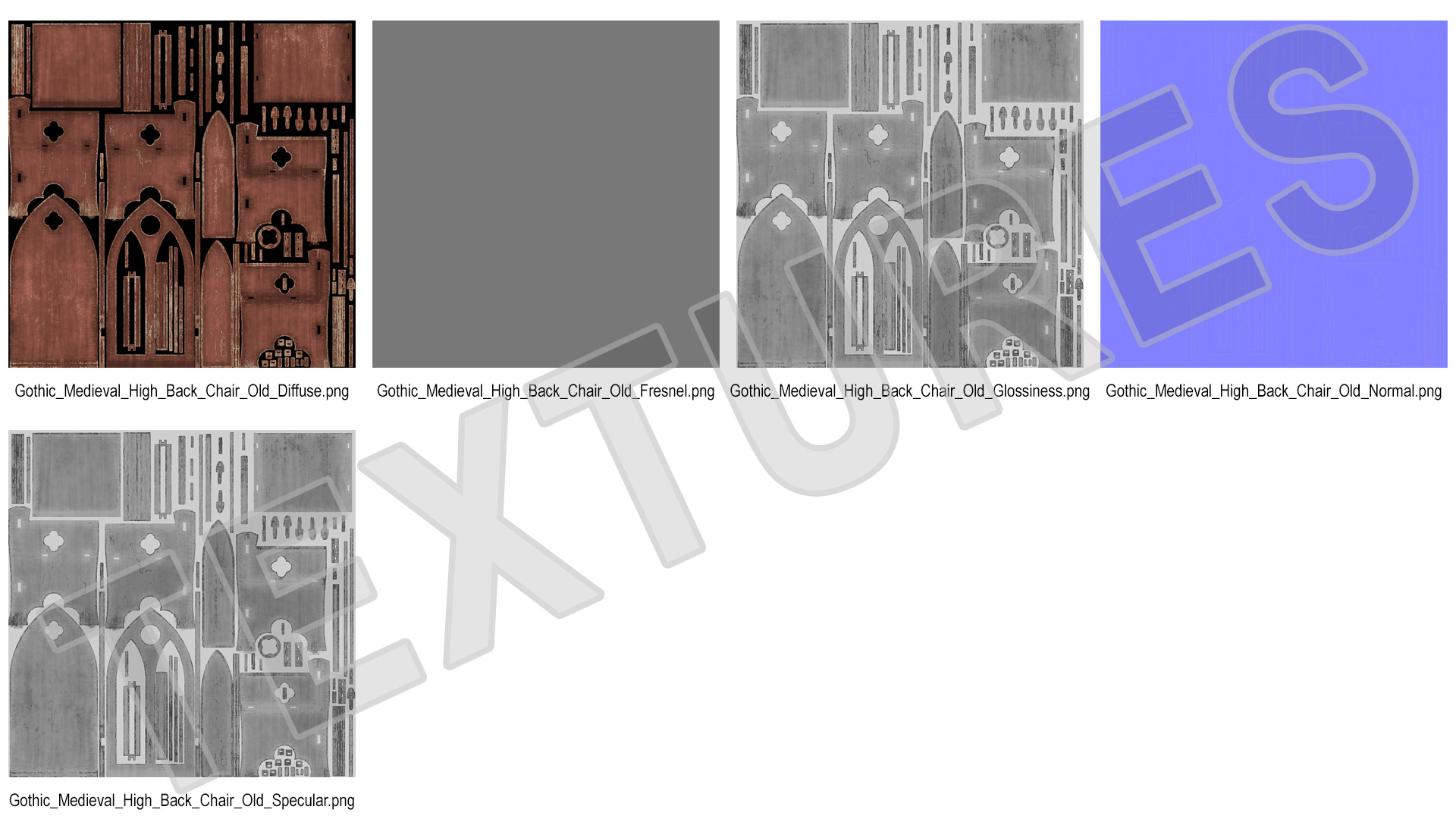 3D model Old Gothic Medieval High Back Chair