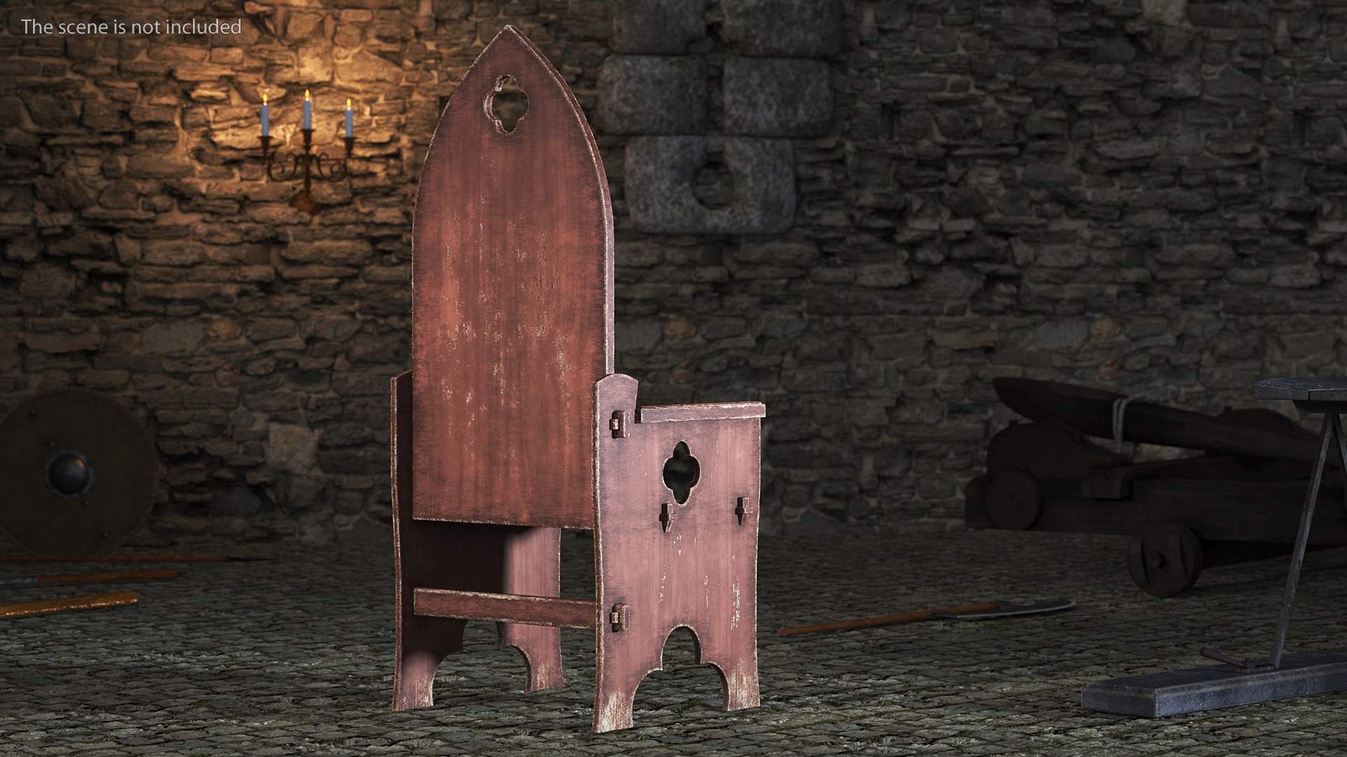 3D model Old Gothic Medieval High Back Chair