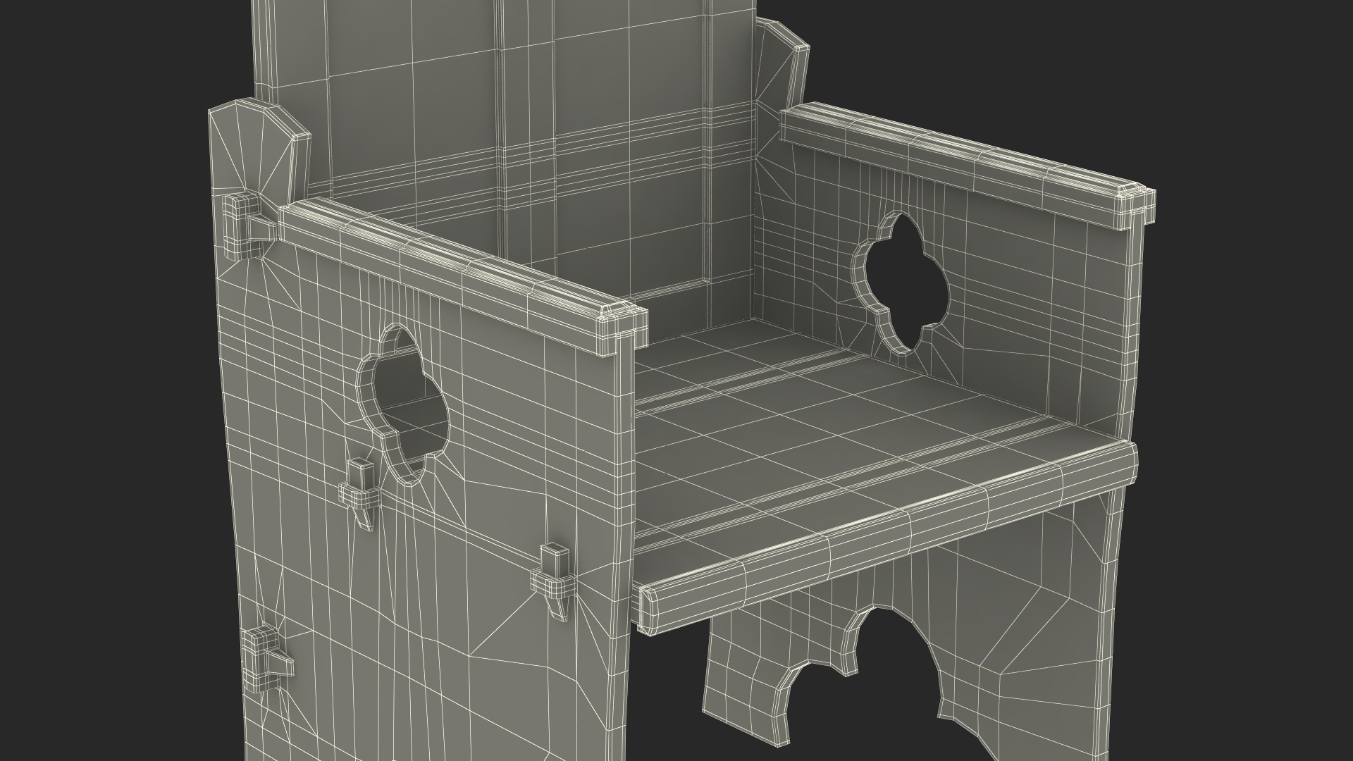 3D model Old Gothic Medieval High Back Chair