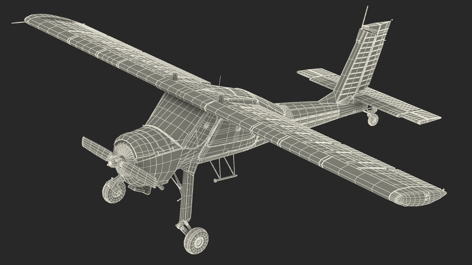 3D Civil Aviation Motor Airplane Black Simple Interior