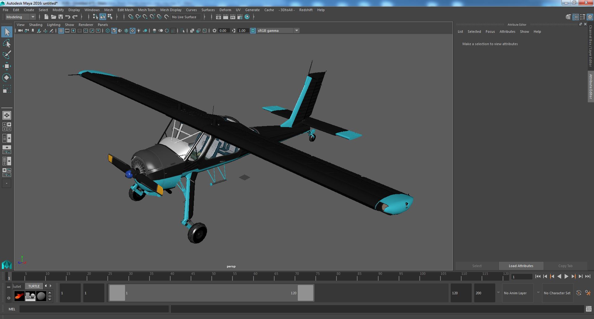 3D Civil Aviation Motor Airplane Black Simple Interior