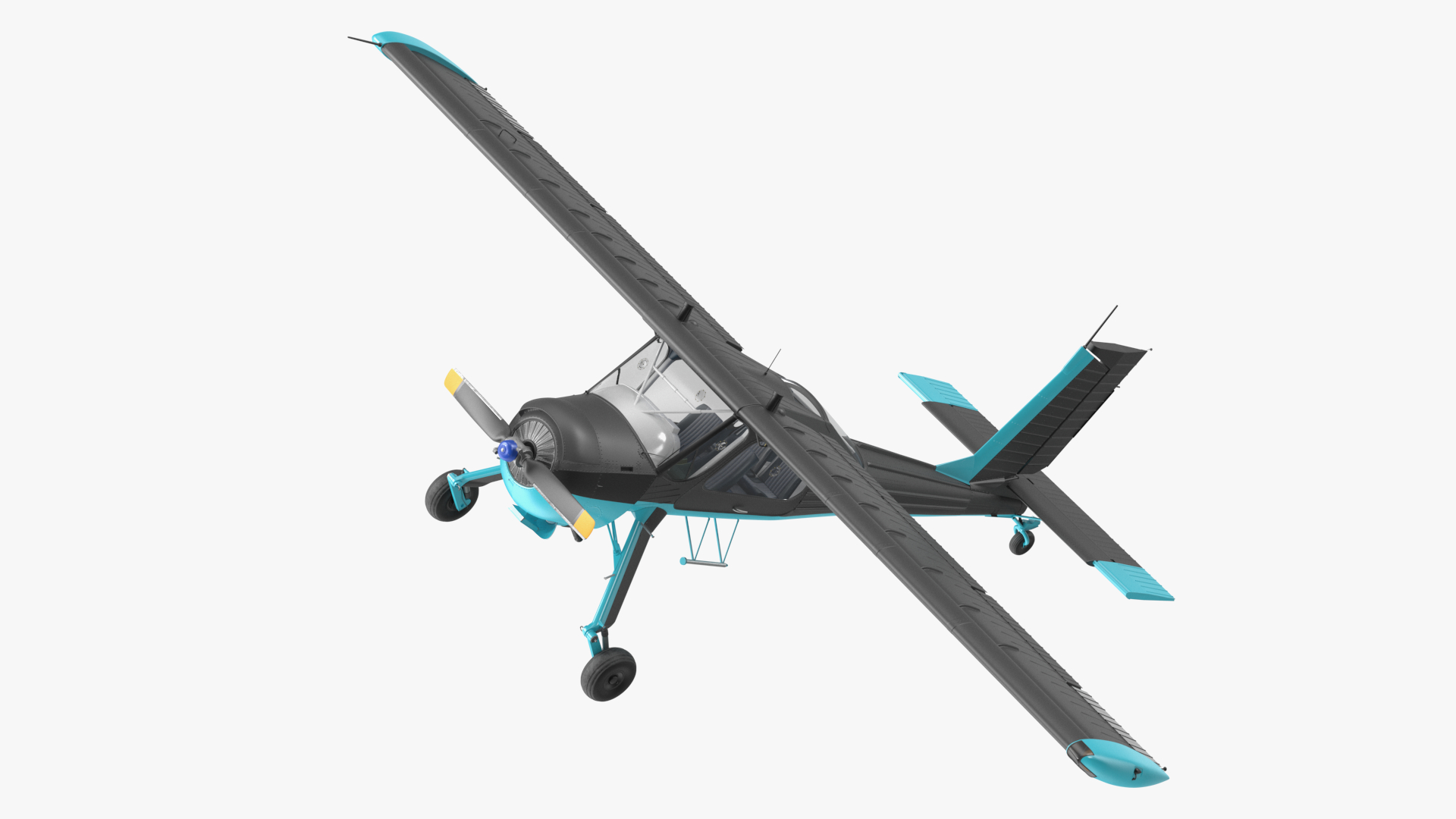 3D Civil Aviation Motor Airplane Black Simple Interior