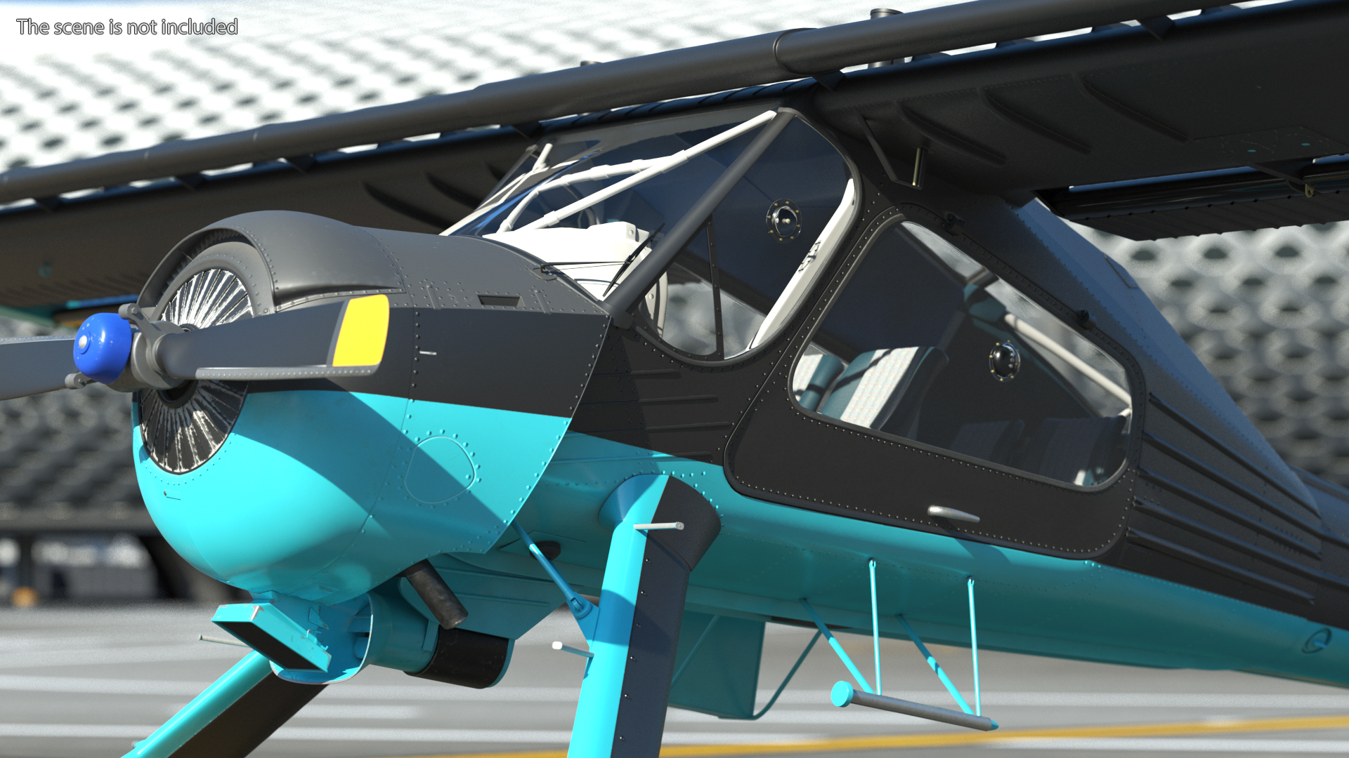 3D Civil Aviation Motor Airplane Black Simple Interior