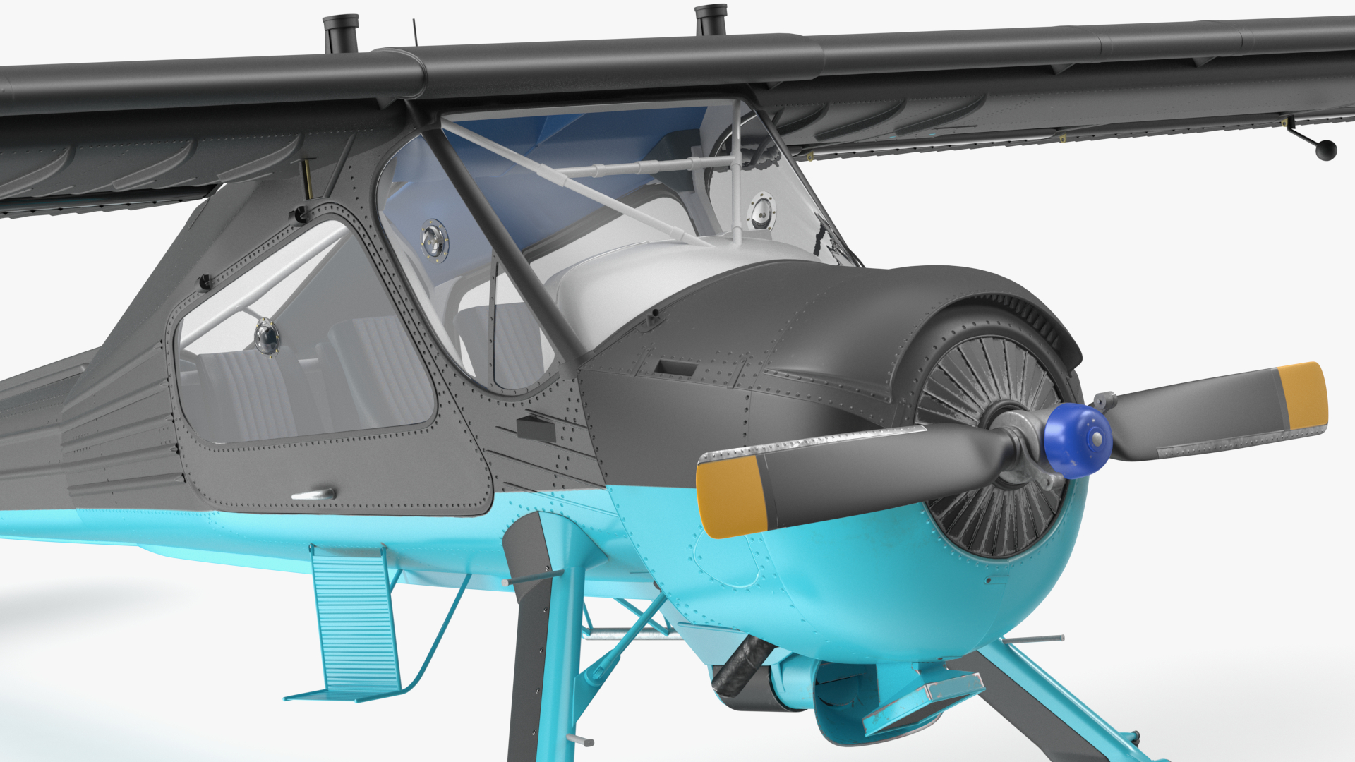 3D Civil Aviation Motor Airplane Black Simple Interior