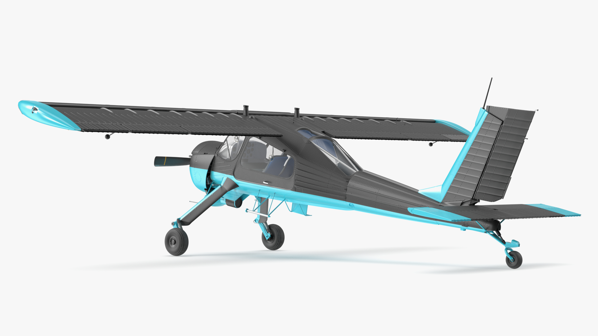 3D Civil Aviation Motor Airplane Black Simple Interior