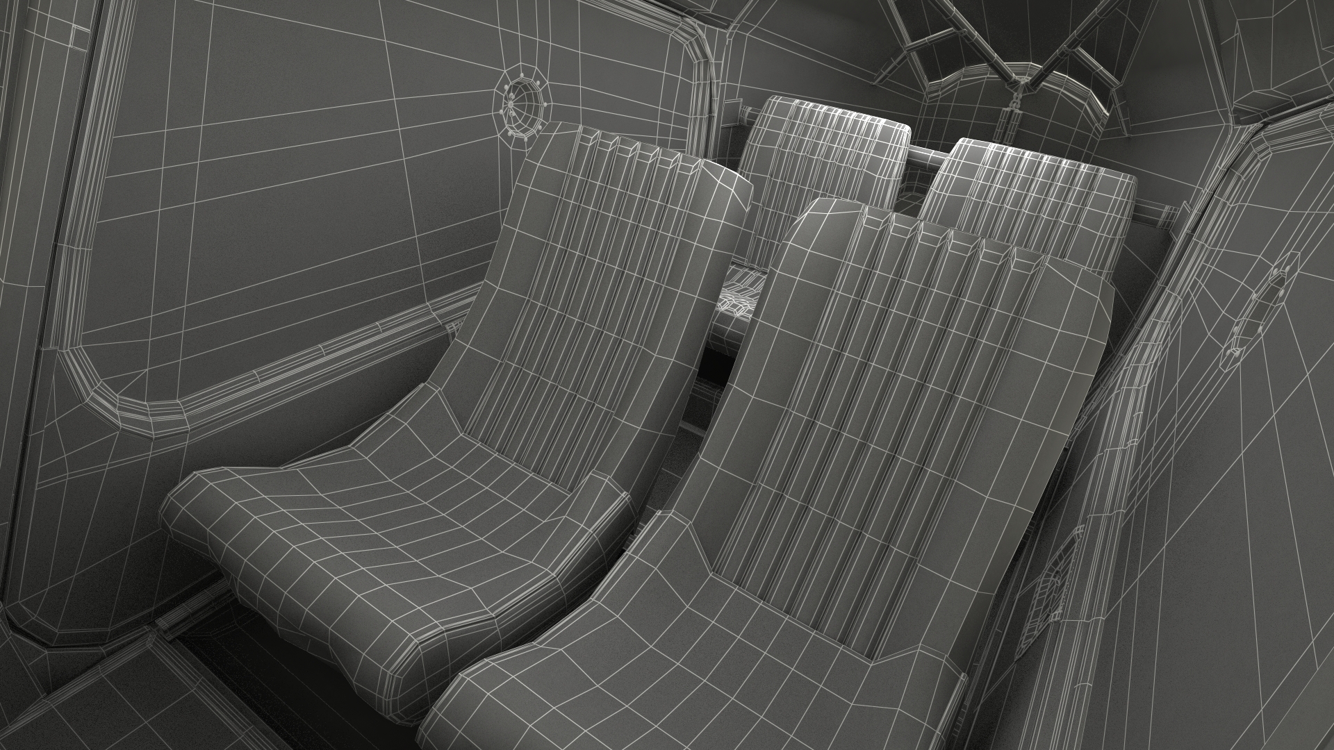 3D Civil Aviation Motor Airplane Black Simple Interior