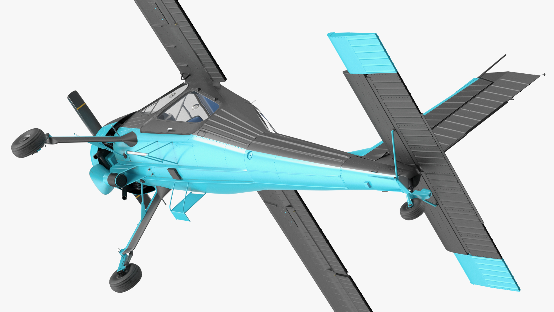 3D Civil Aviation Motor Airplane Black Simple Interior