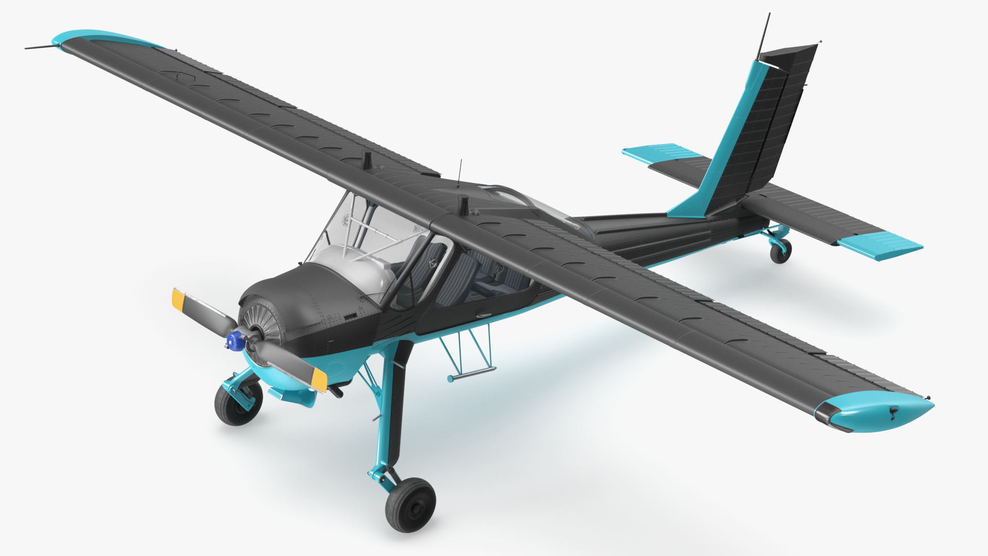 3D Civil Aviation Motor Airplane Black Simple Interior