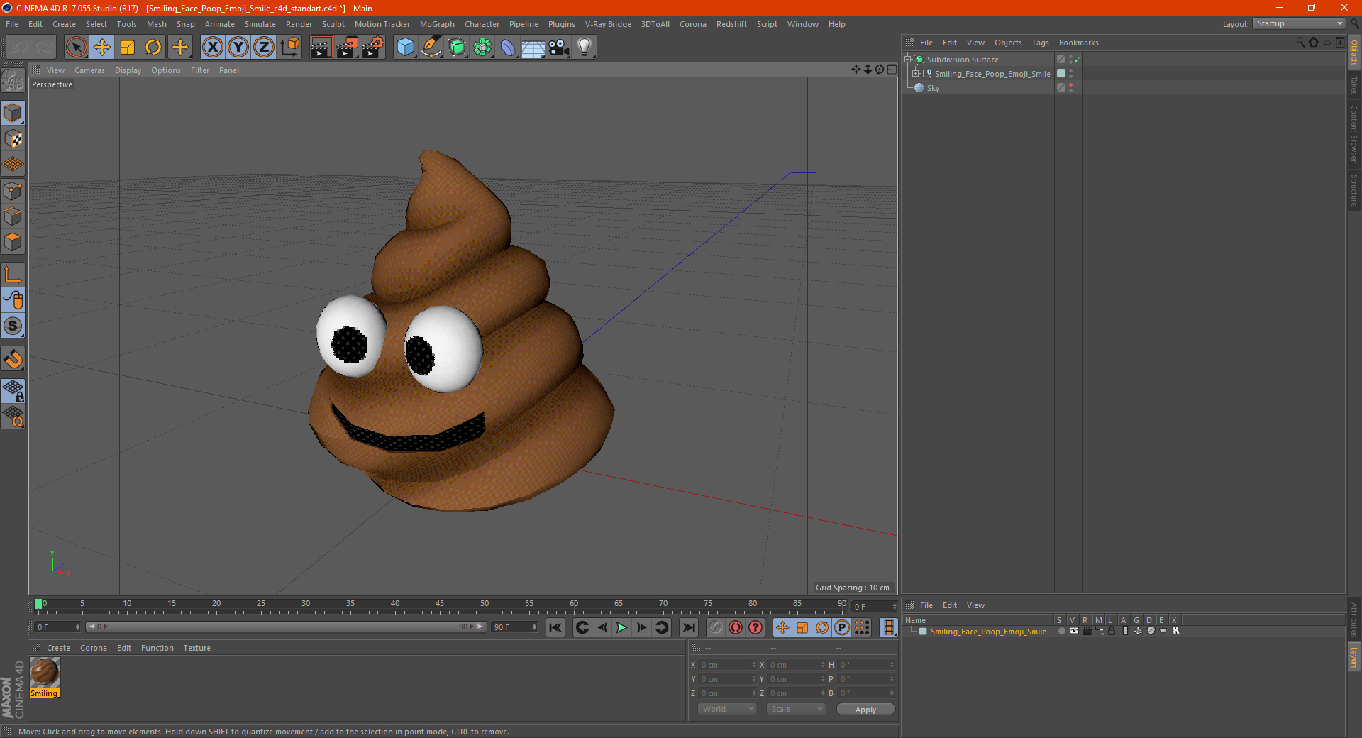 Smiling Face Poop Emoji Smile 3D model