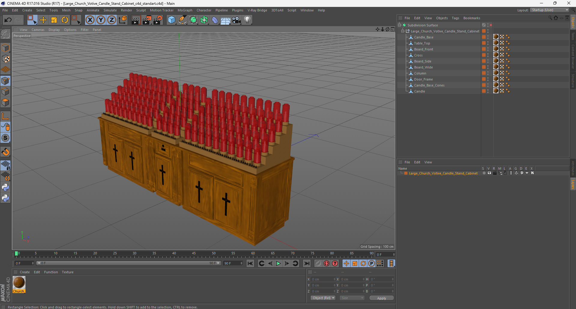 3D model Large Church Votive Candle Stand Cabinet