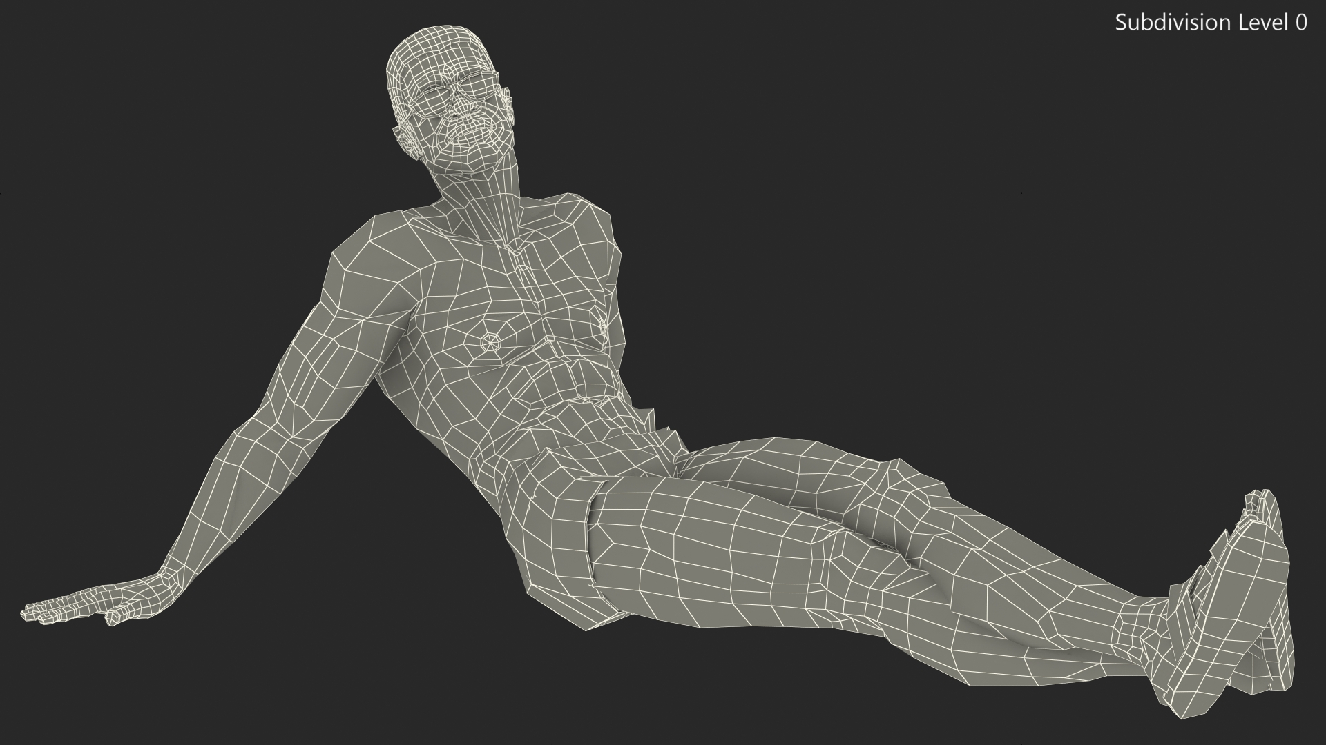 3D Light Skin Black Man in Swimwear Lying Pose model