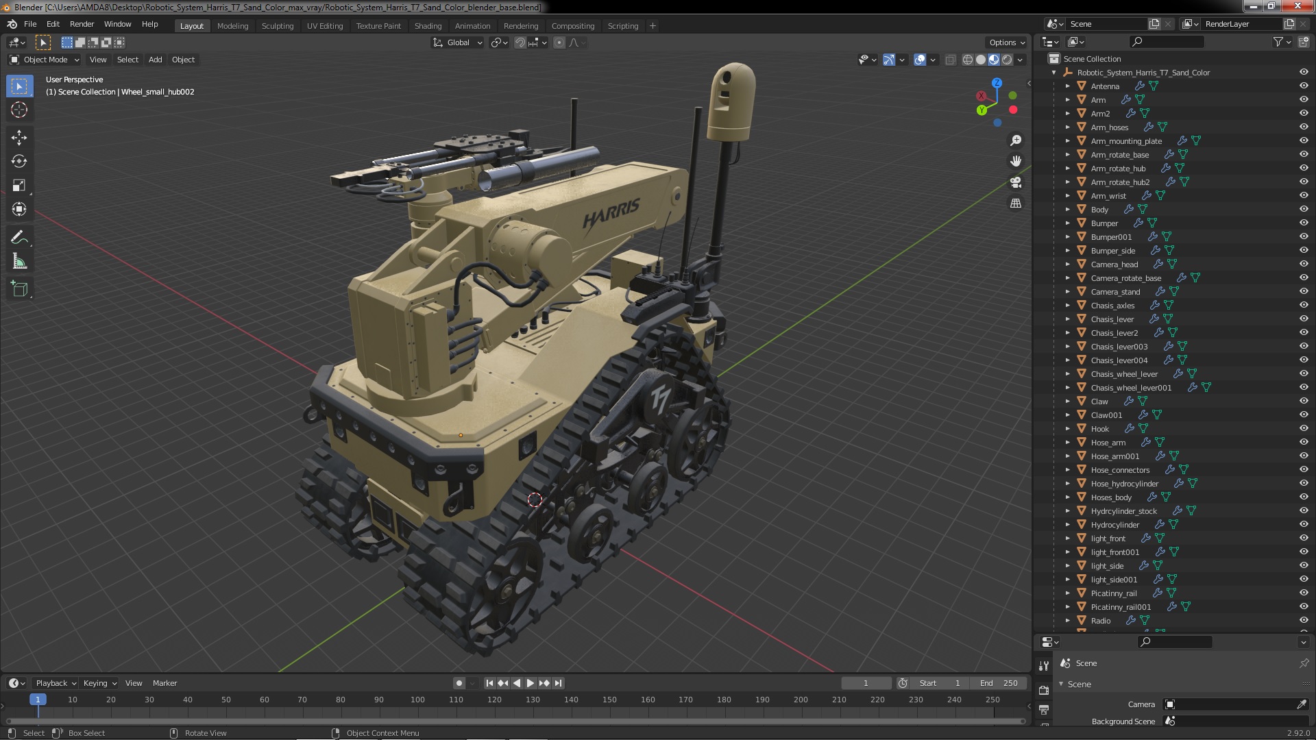 3D model Robotic System Harris T7 Sand Color
