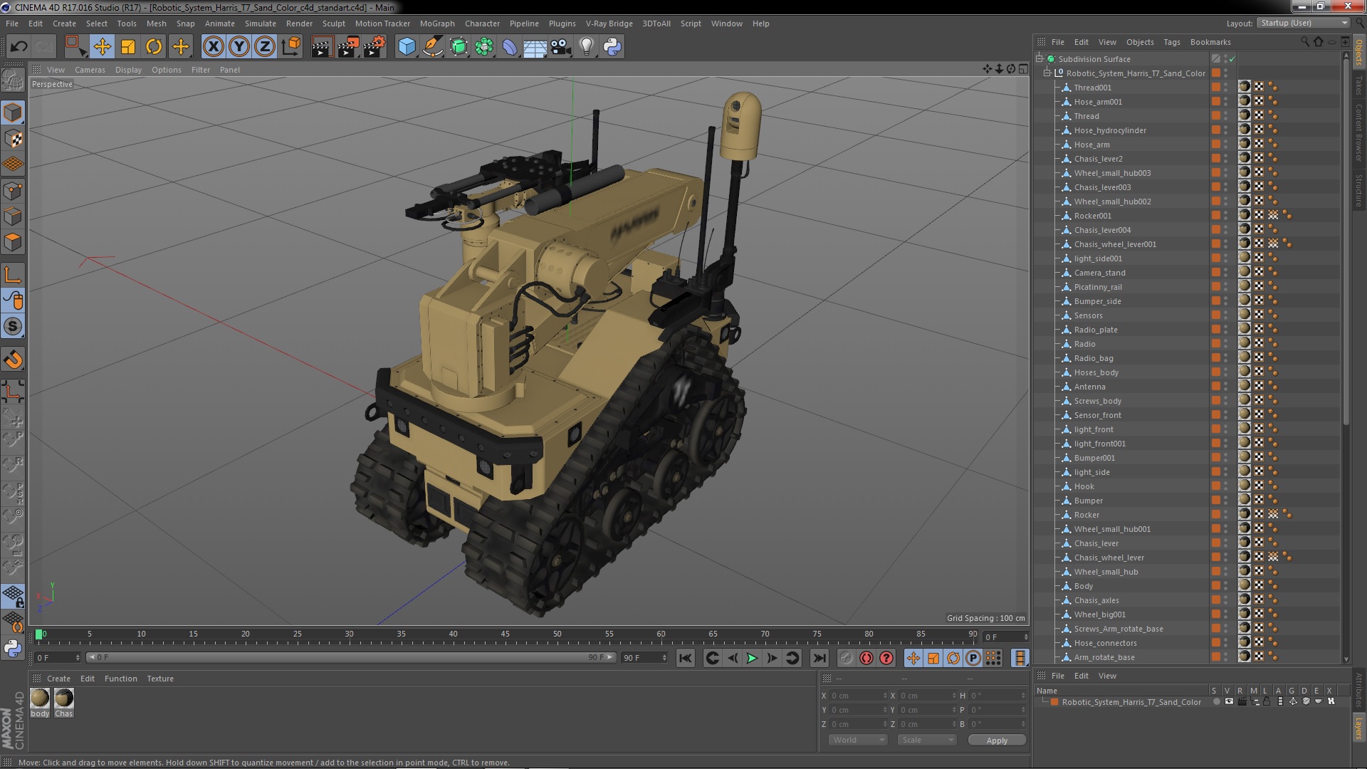 3D model Robotic System Harris T7 Sand Color