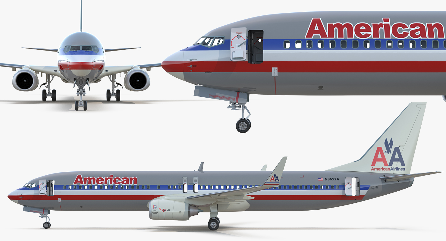 3D Boeing 737 900 ER American Airlines with Cabin Rigged model