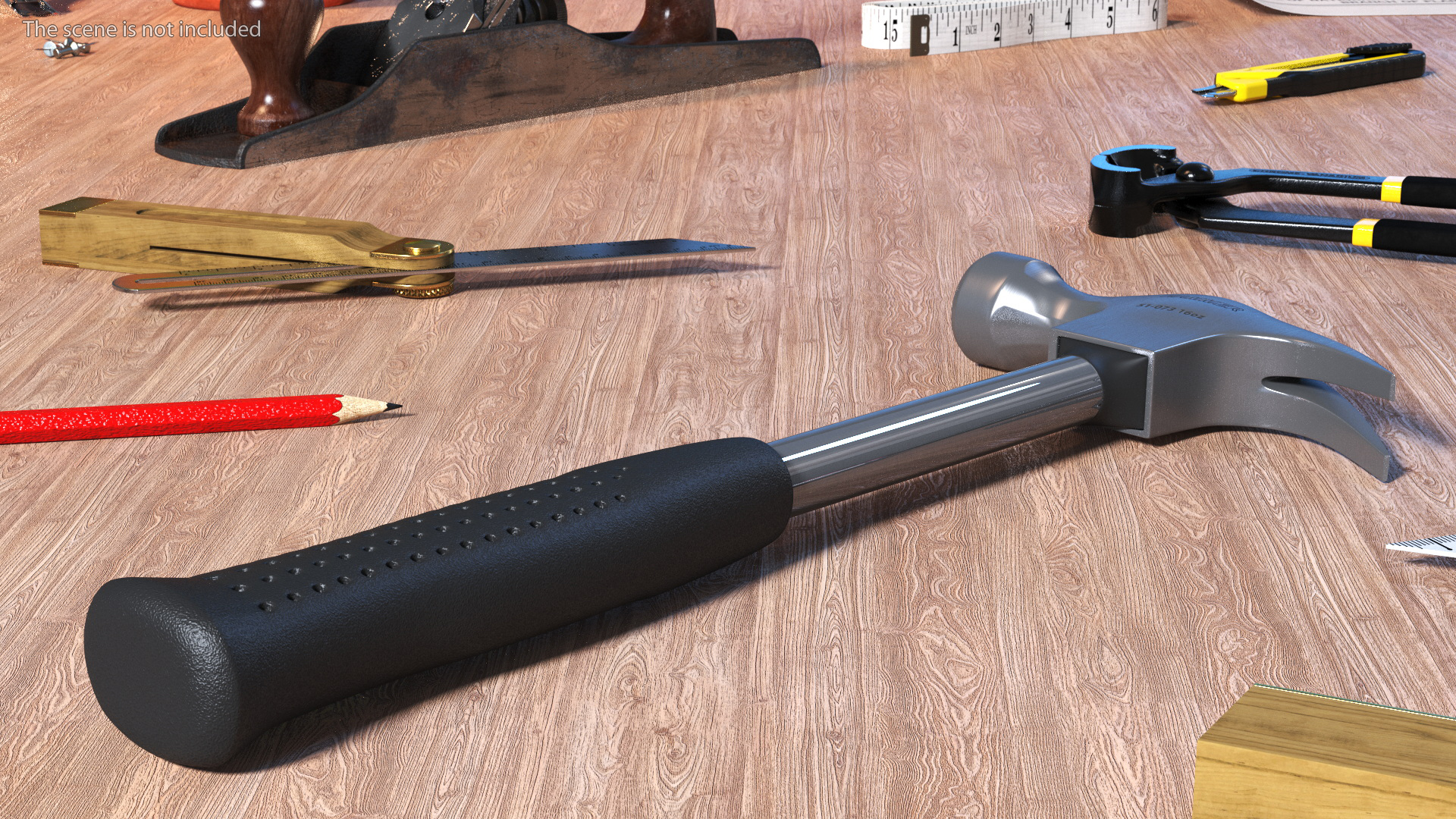 3D Steel Shaft Claw Hammer model
