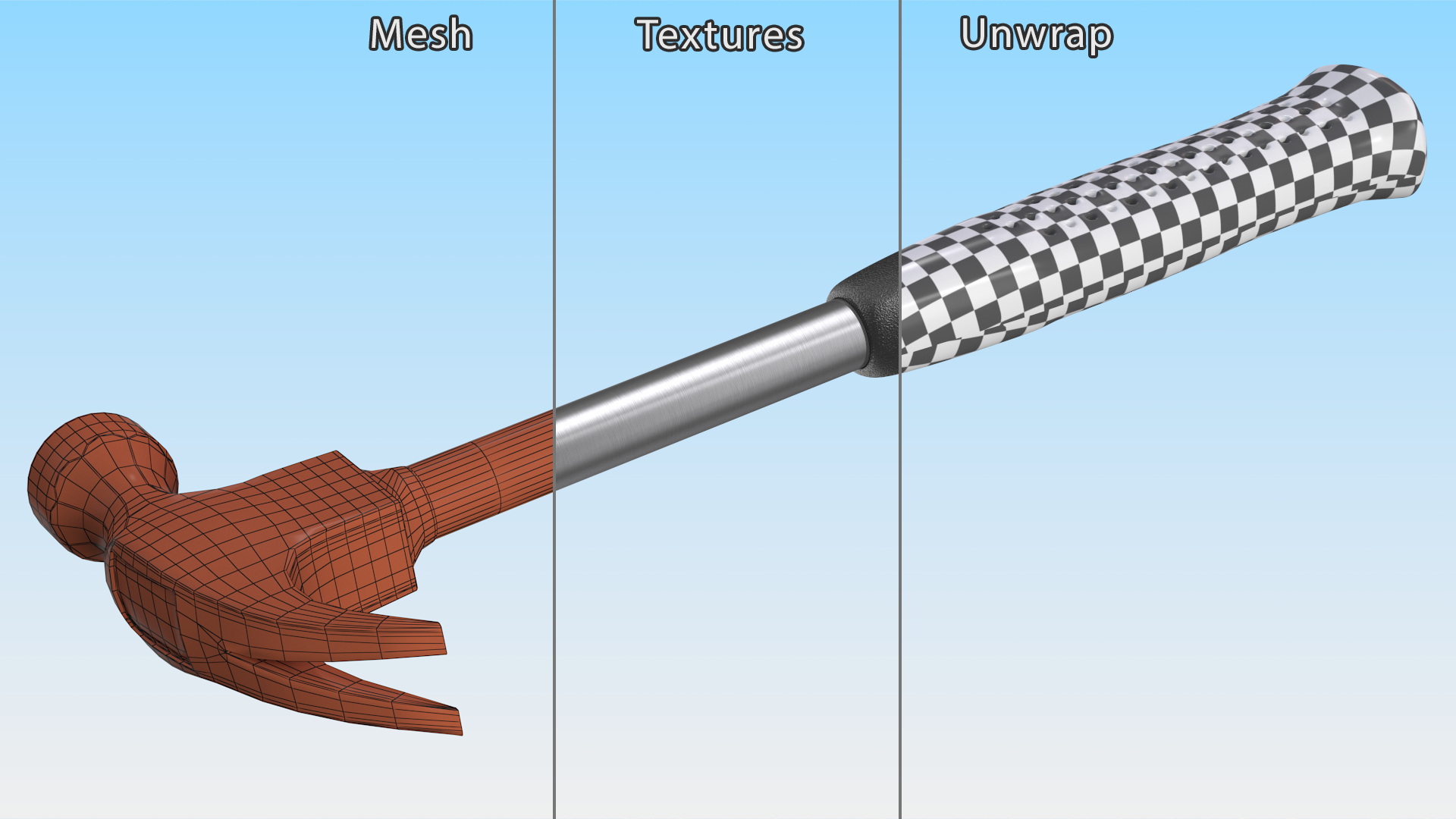 3D Steel Shaft Claw Hammer model