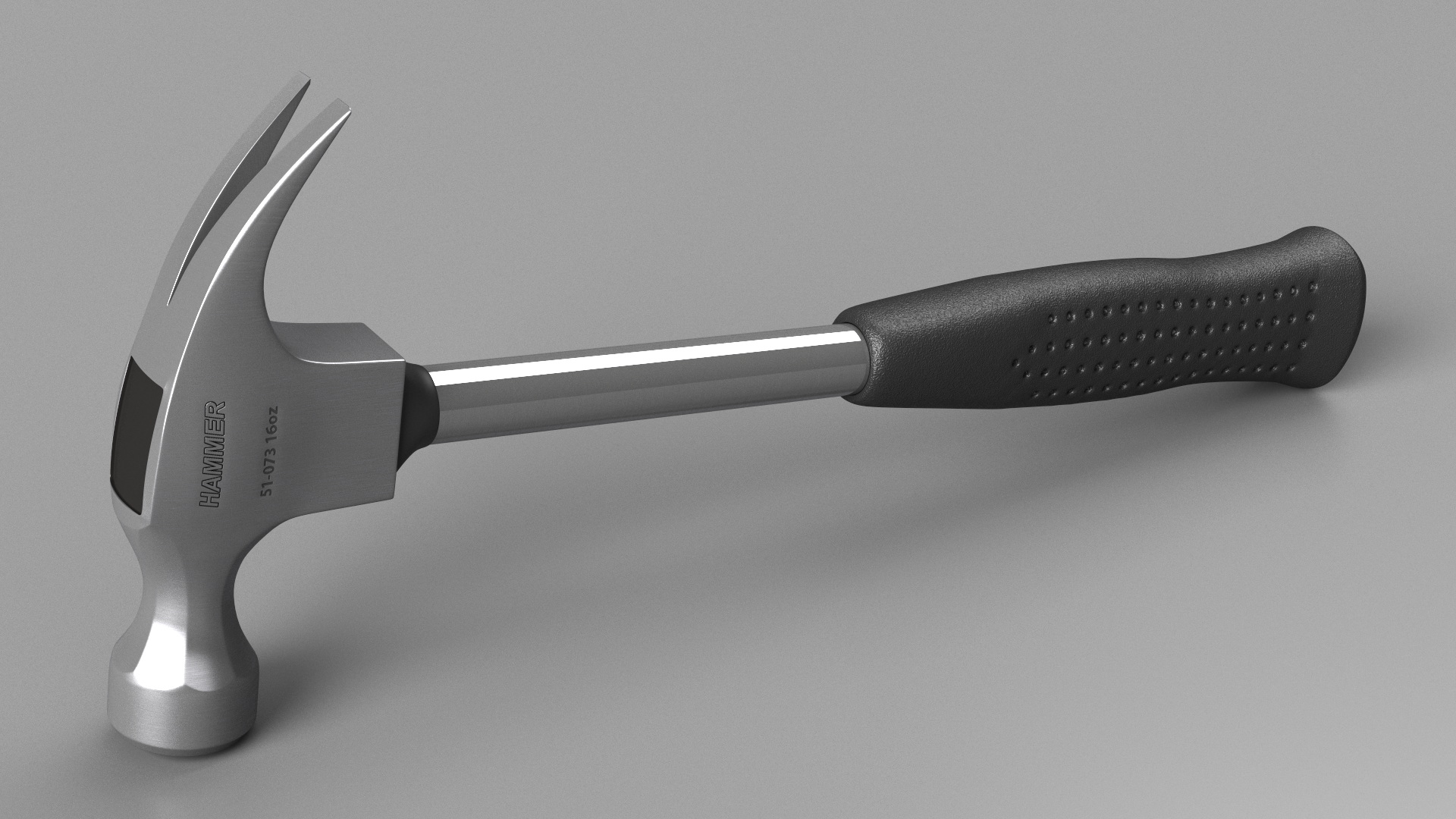 3D Steel Shaft Claw Hammer model