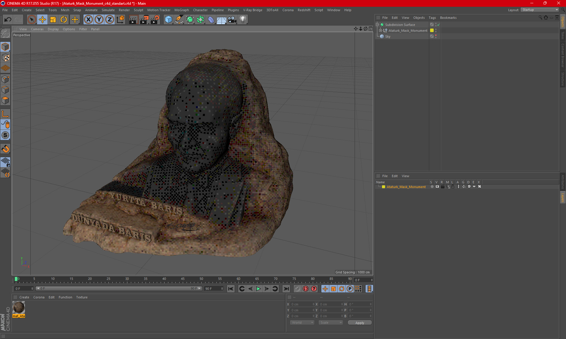 3D Ataturk Mask Monument