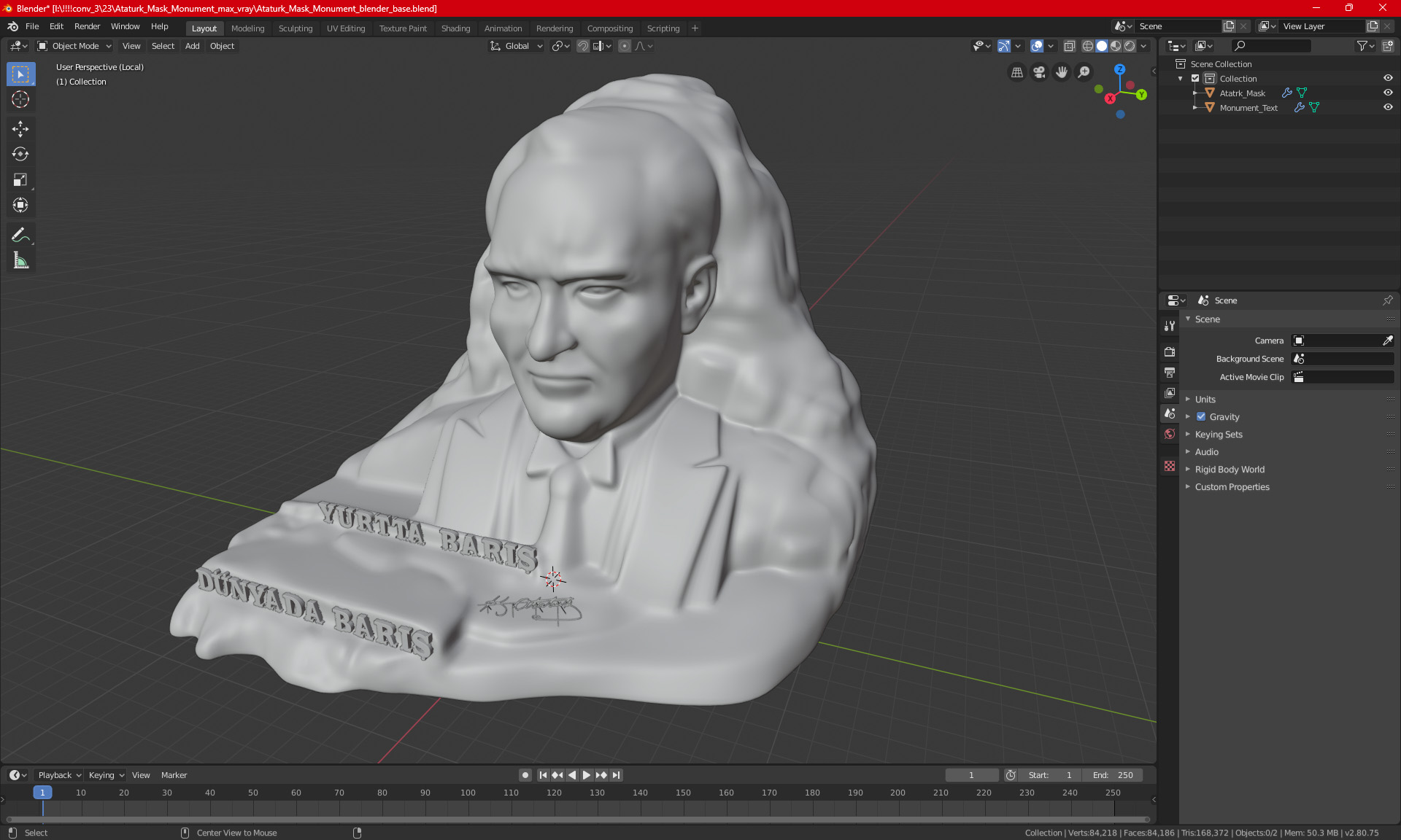 3D Ataturk Mask Monument