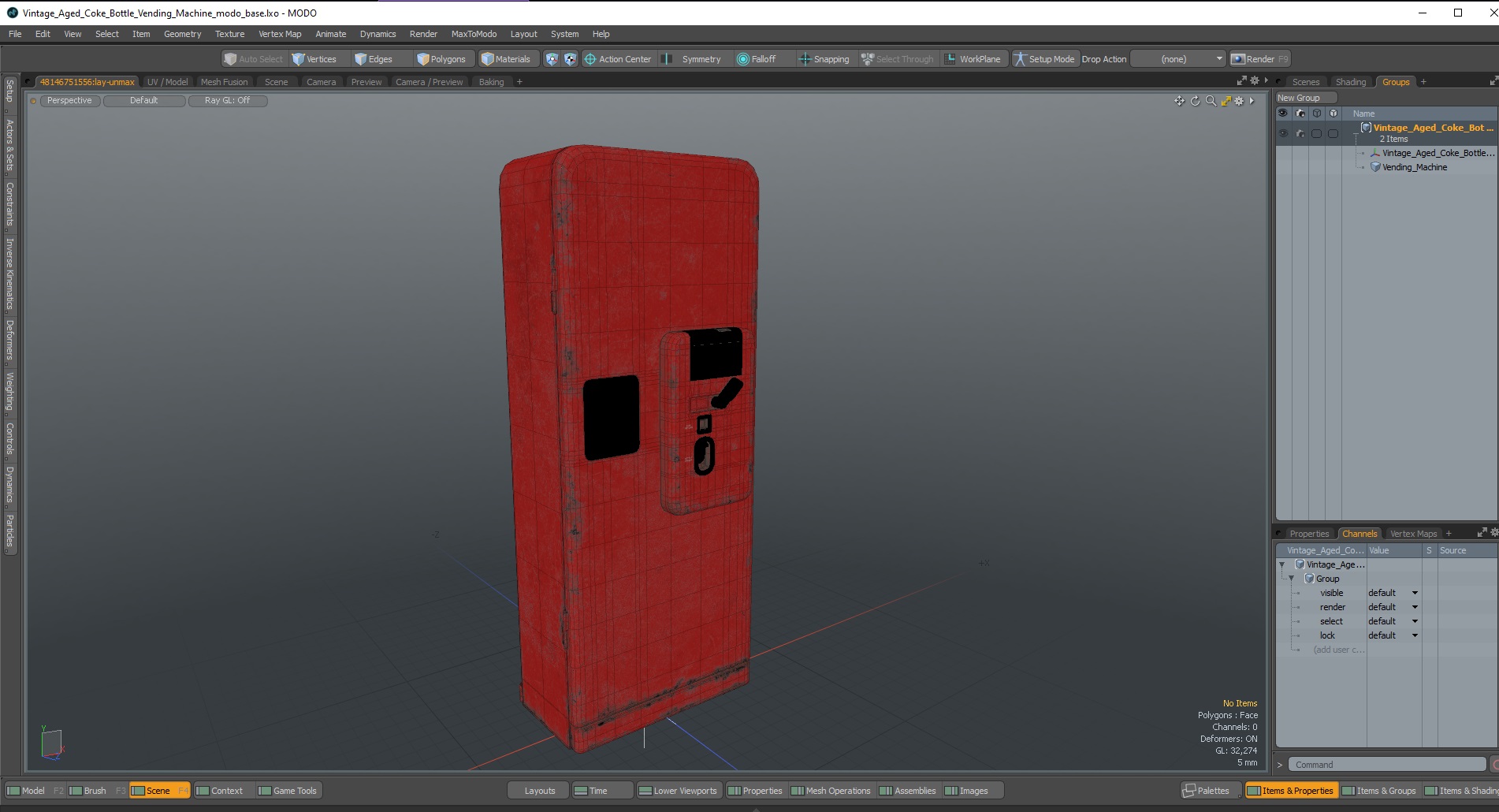 3D model Vintage Aged Coke Bottle Vending Machine