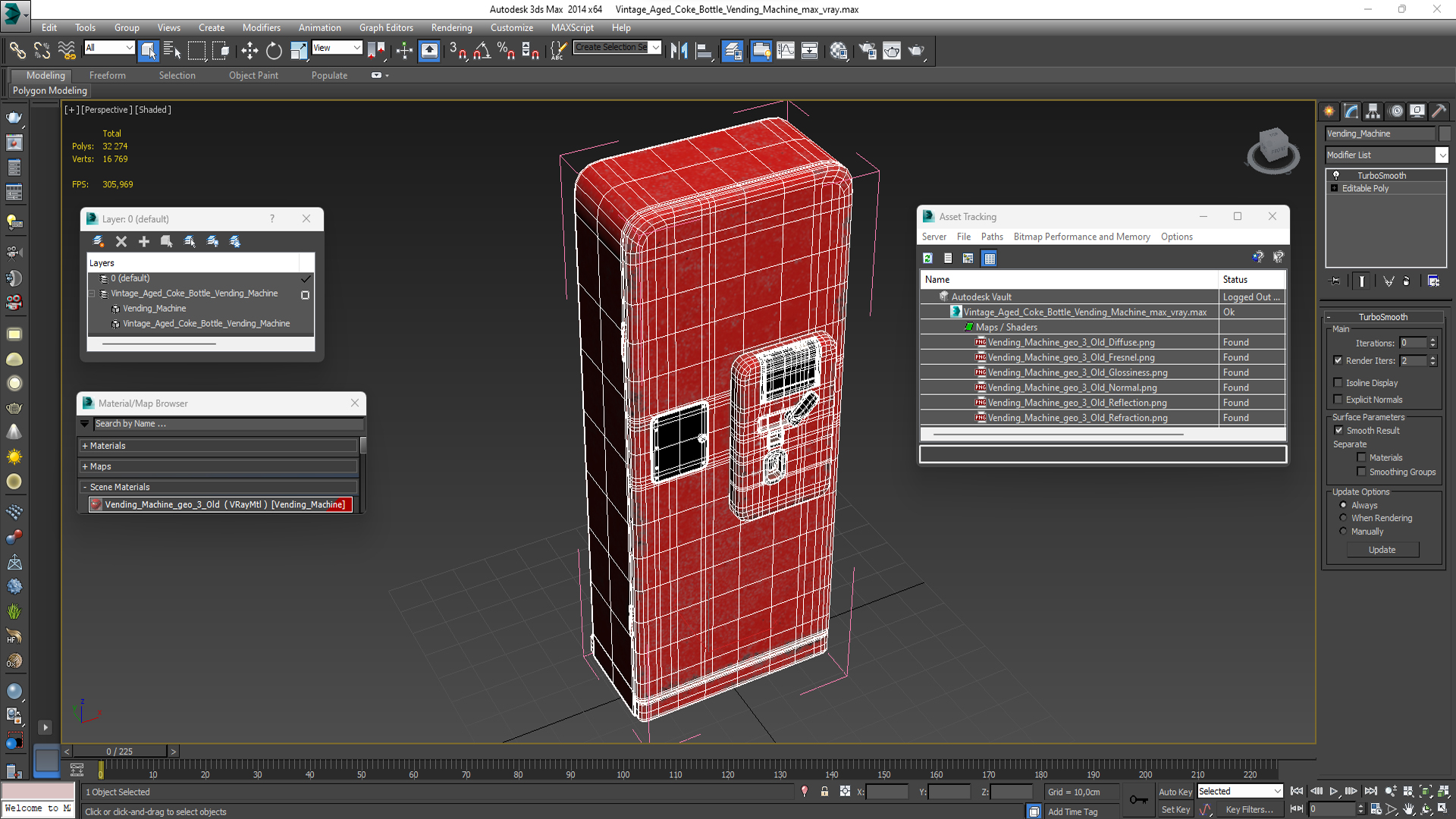 3D model Vintage Aged Coke Bottle Vending Machine