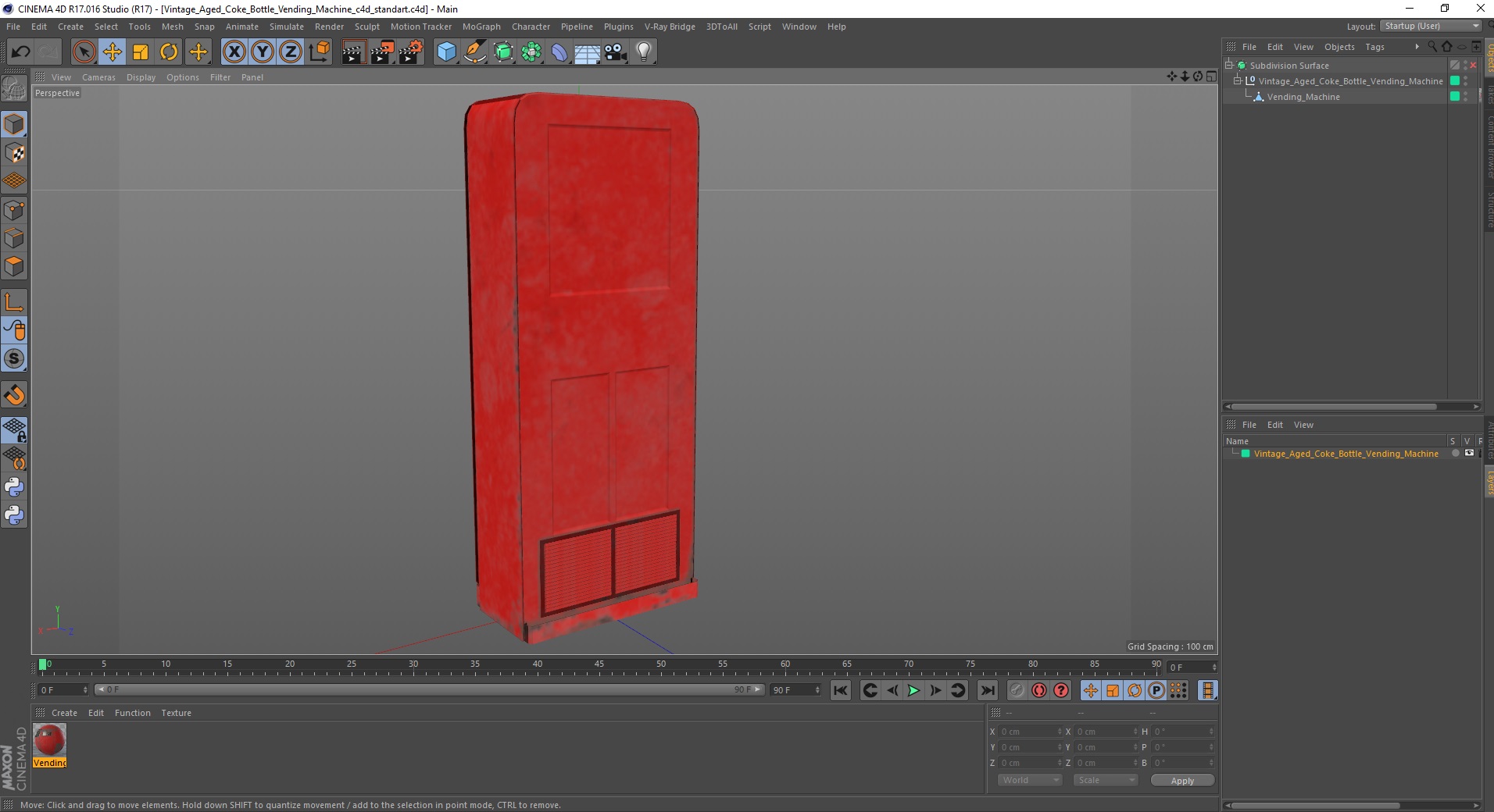 3D model Vintage Aged Coke Bottle Vending Machine