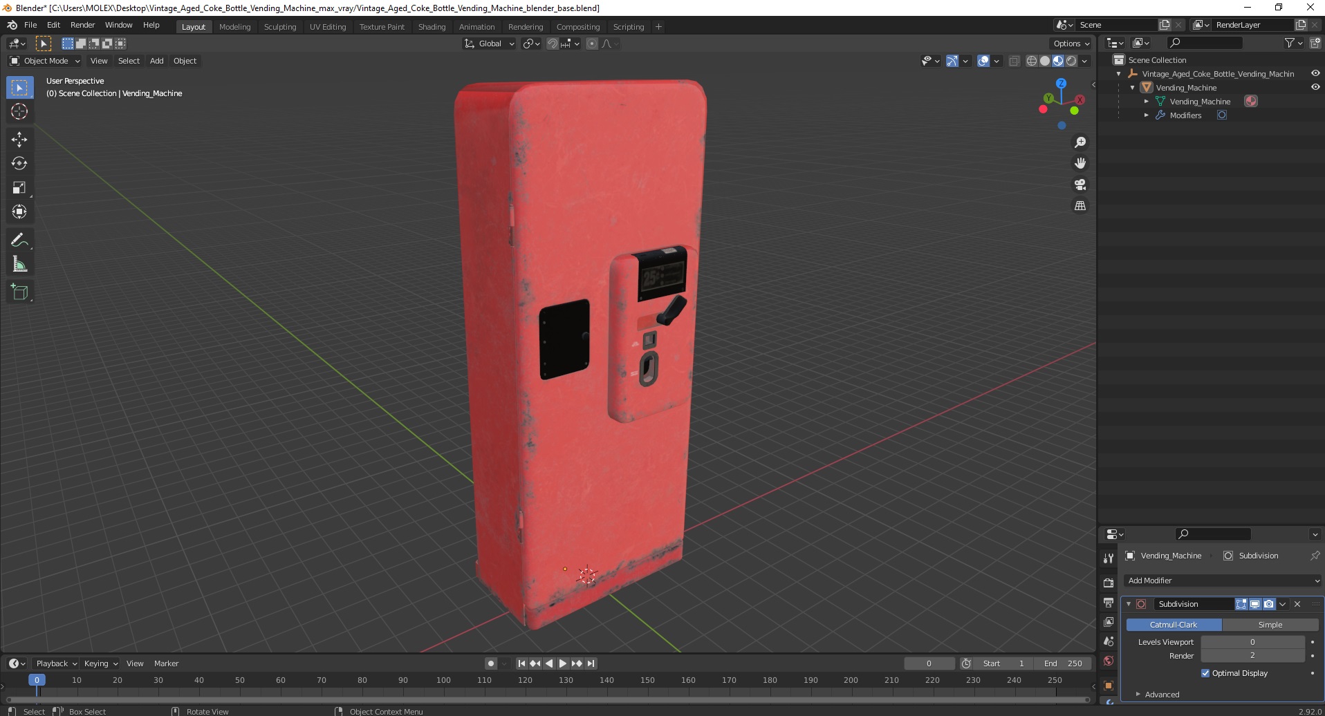 3D model Vintage Aged Coke Bottle Vending Machine