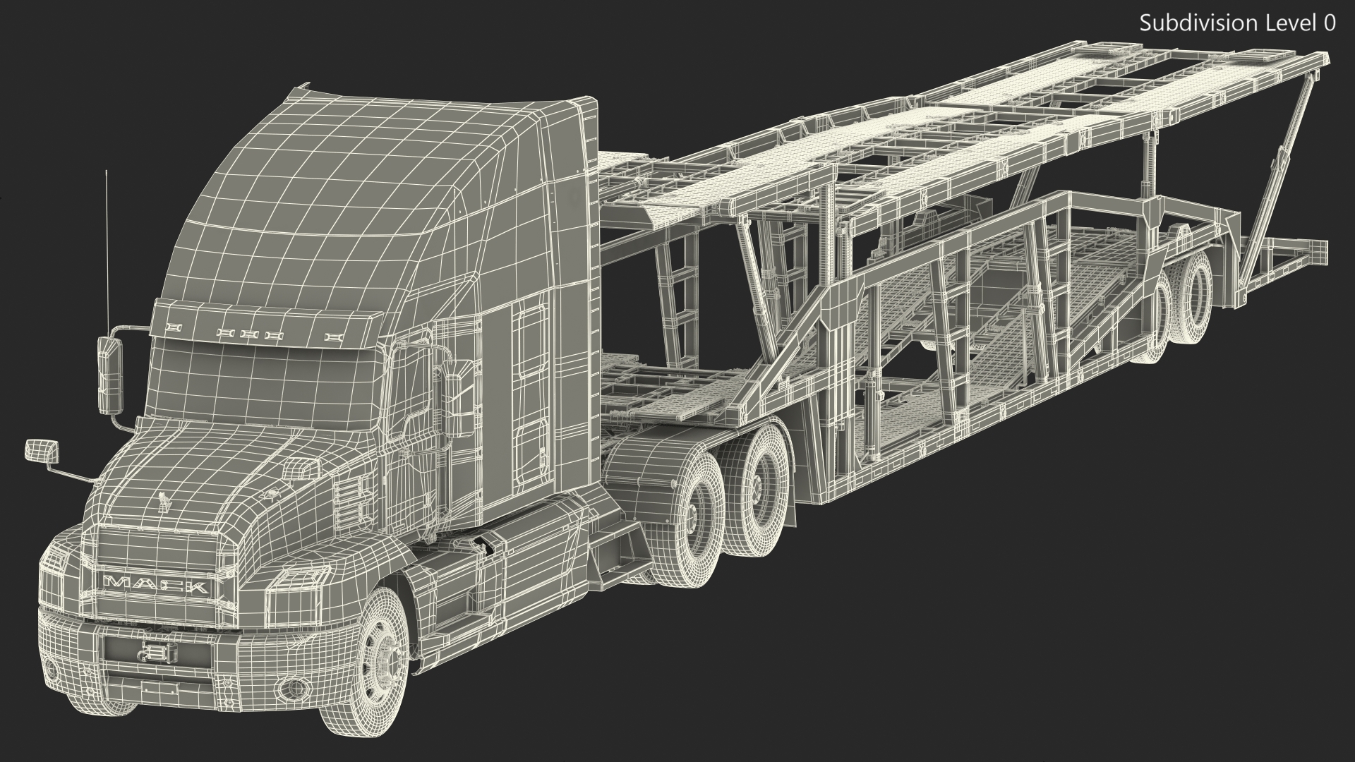 Mack Anthem Truck with Sun Valley Car Carrier Rigged 3D