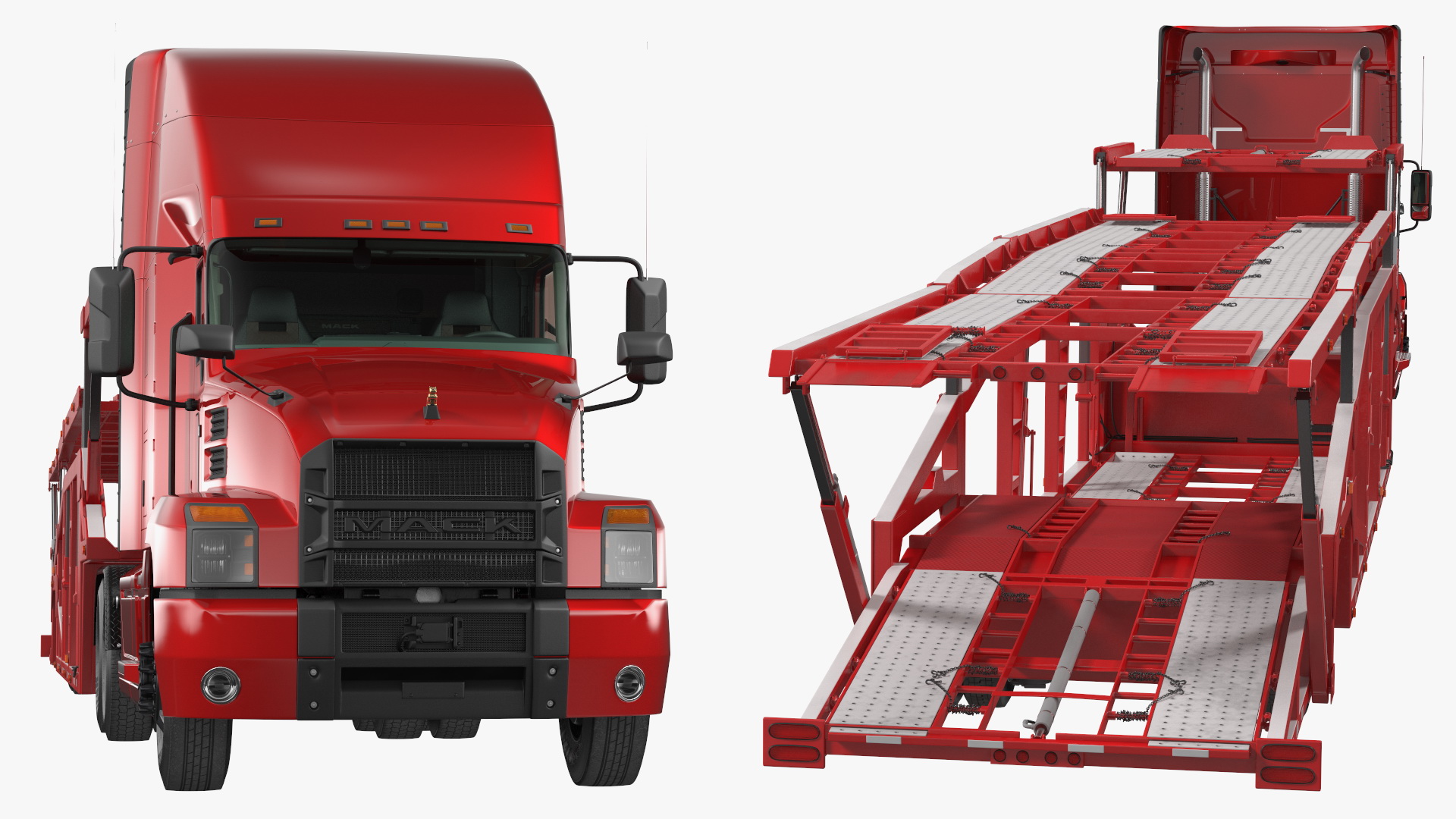 Mack Anthem Truck with Sun Valley Car Carrier Rigged 3D