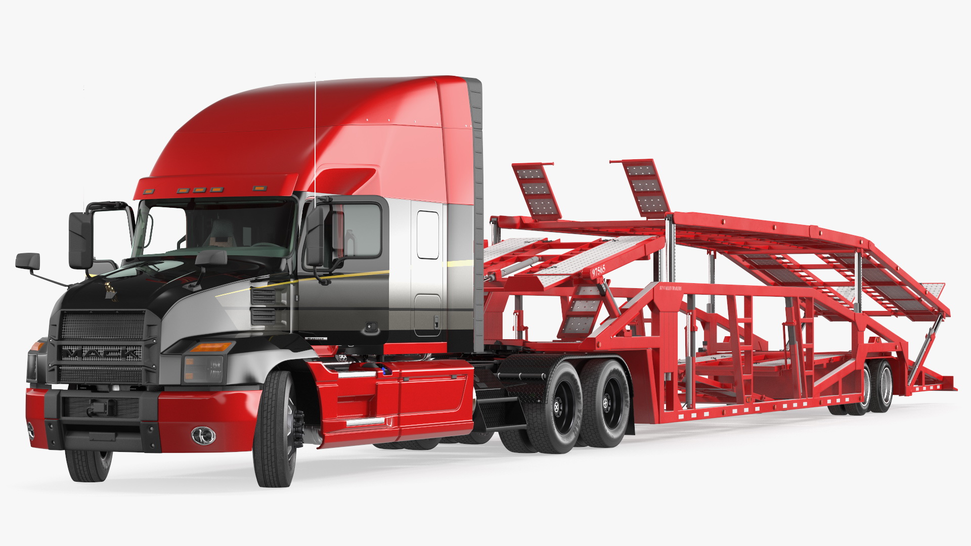 Mack Anthem Truck with Sun Valley Car Carrier Rigged 3D