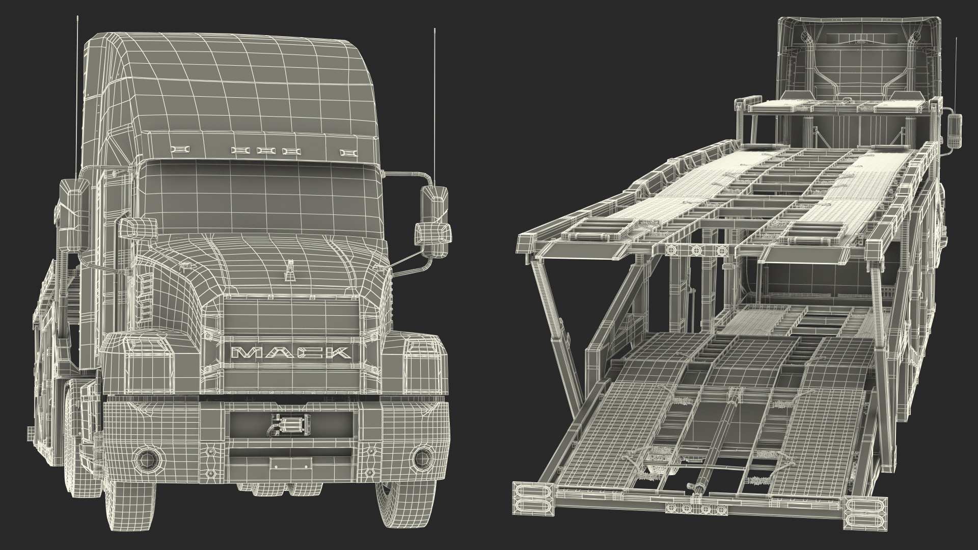 Mack Anthem Truck with Sun Valley Car Carrier Rigged 3D