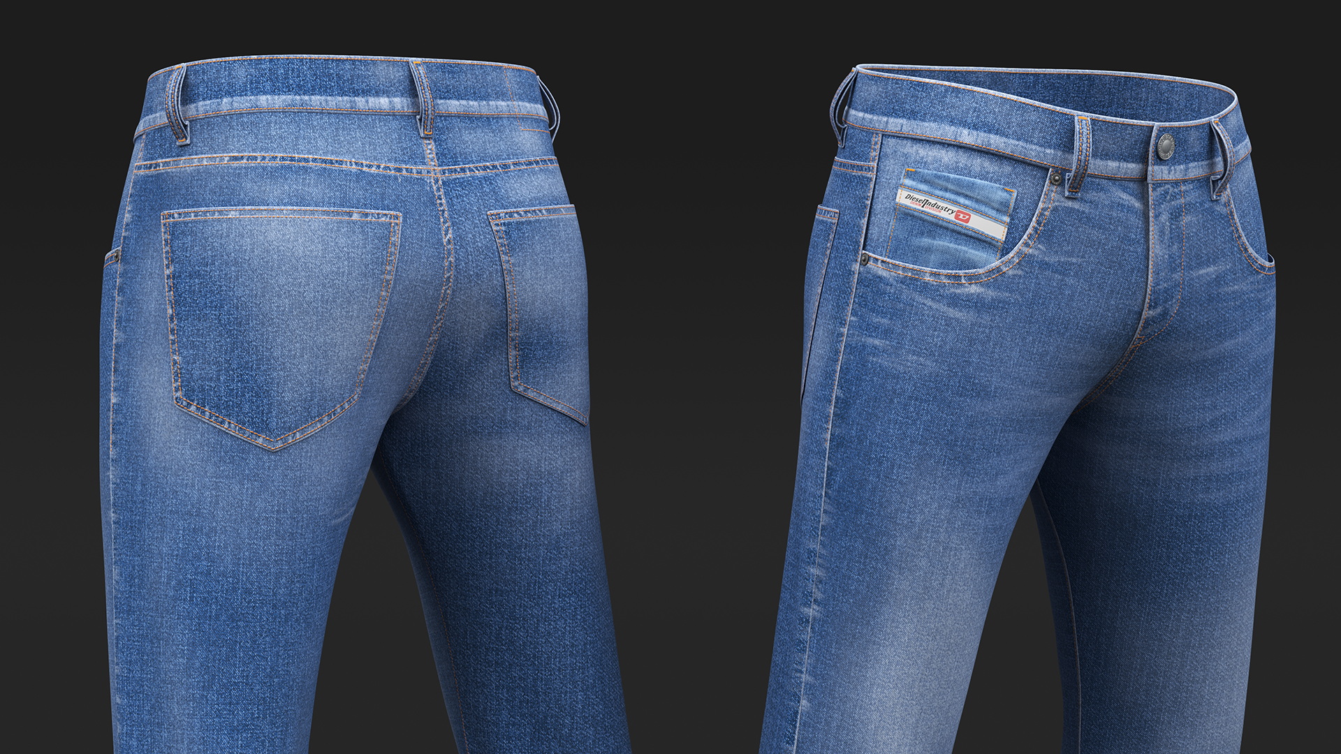 Mens Diesel Jeans Blue 3D
