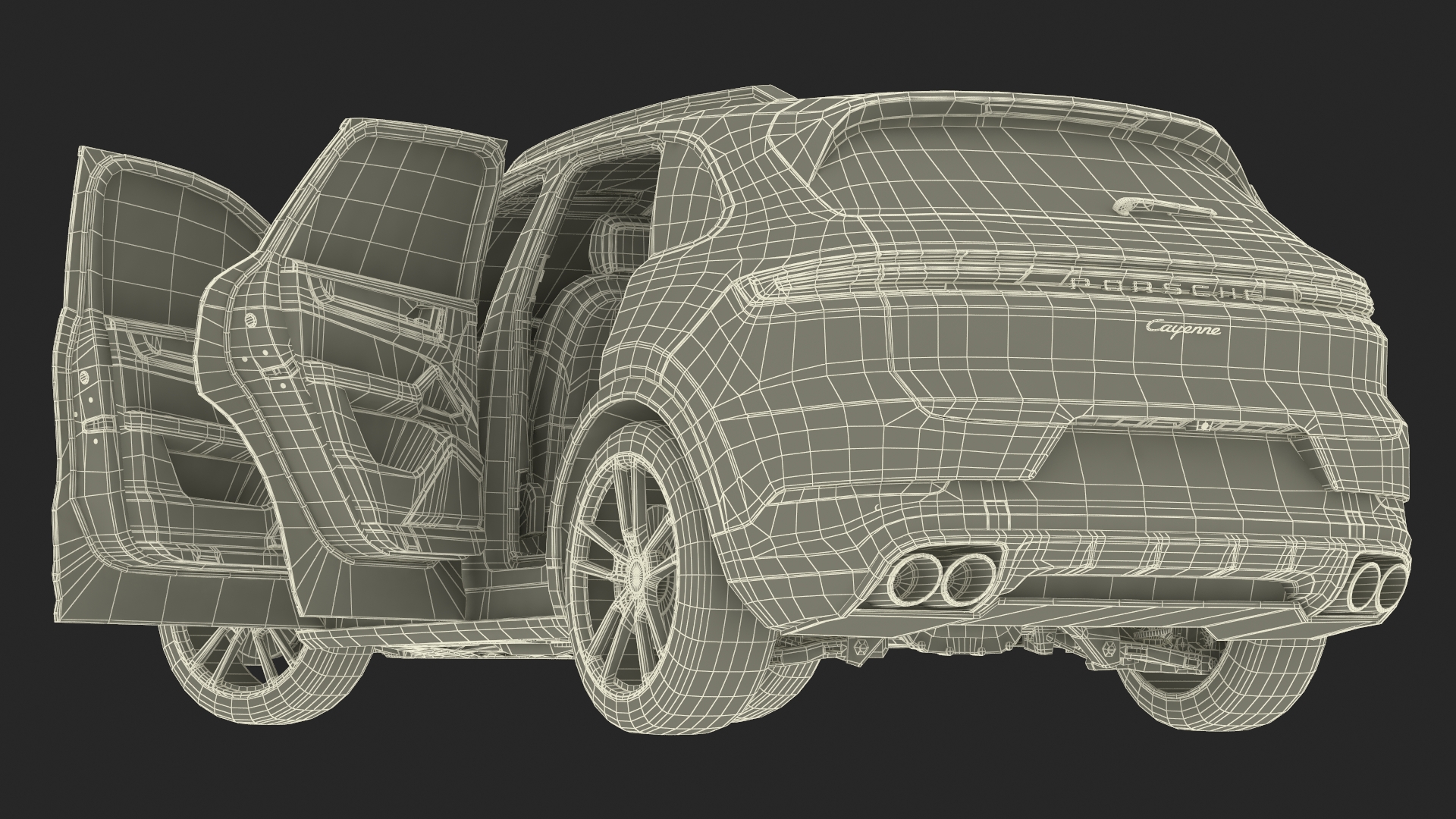3D model 2024 Porsche Cayenne E-Hybrid Gray Rigged for Cinema 4D
