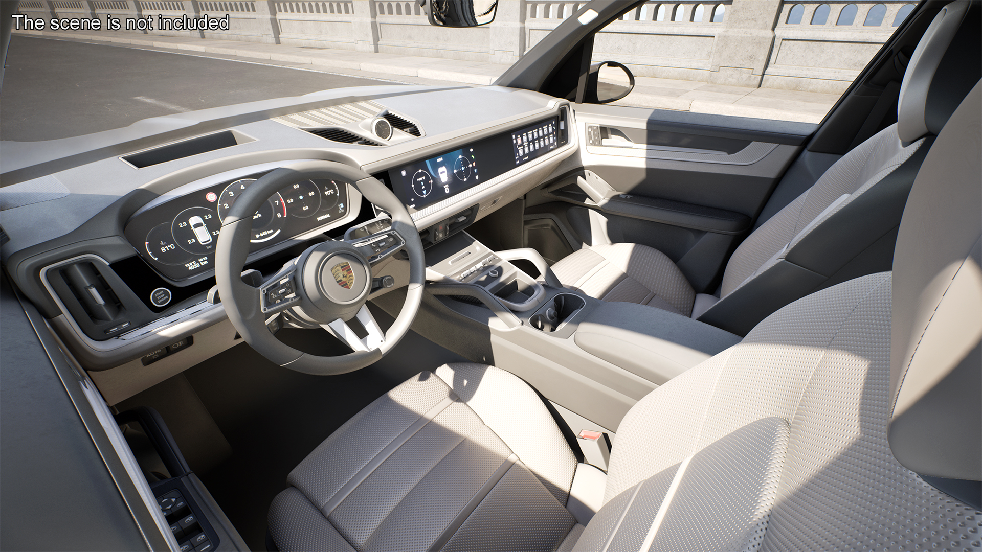 3D model 2024 Porsche Cayenne E-Hybrid Gray Rigged for Cinema 4D