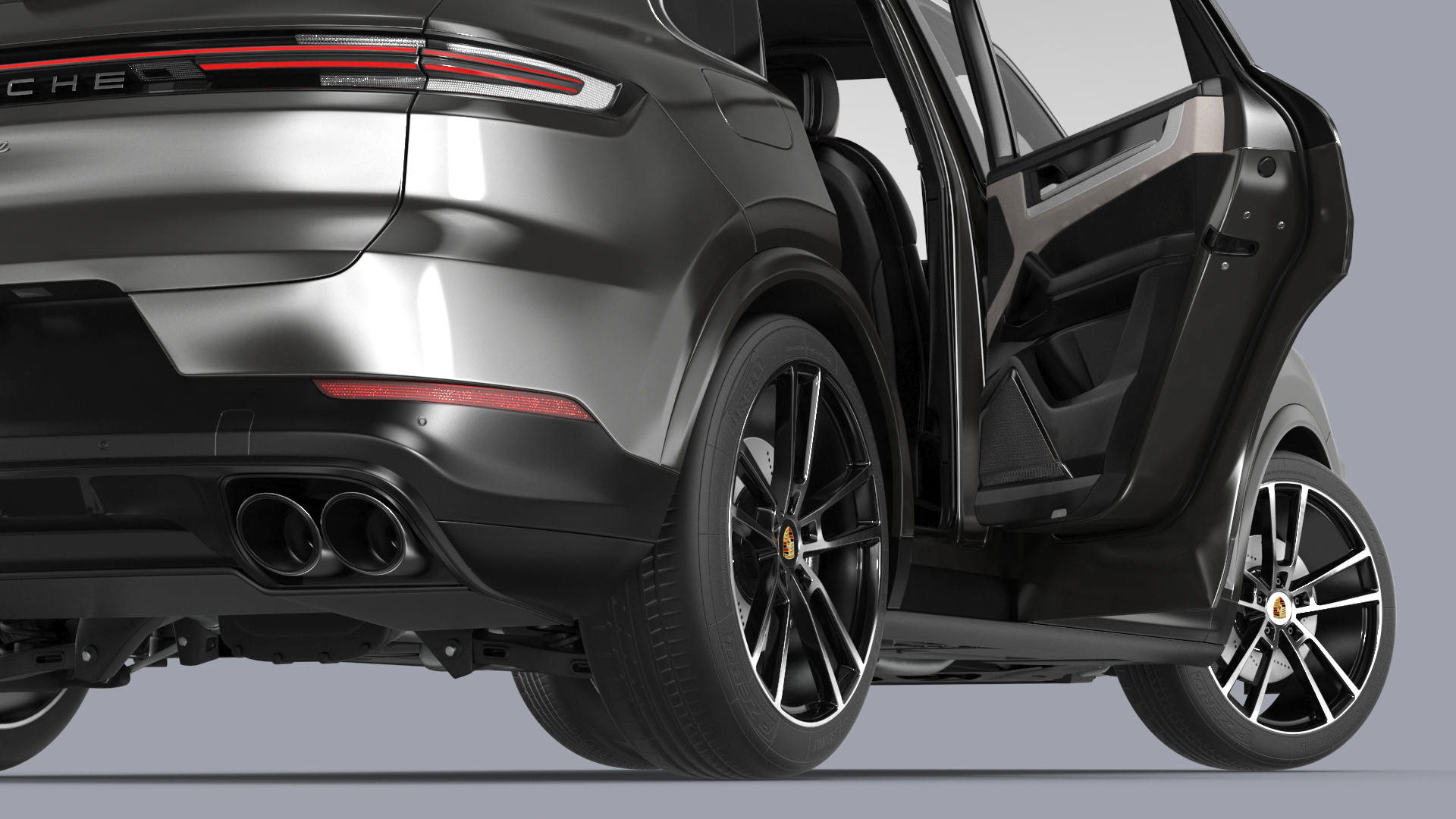 3D model 2024 Porsche Cayenne E-Hybrid Gray Rigged for Cinema 4D