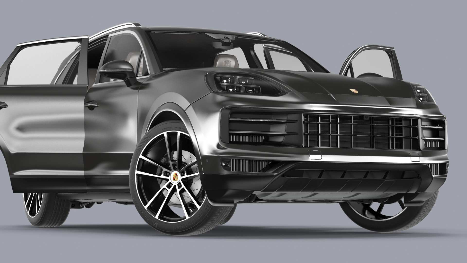 3D model 2024 Porsche Cayenne E-Hybrid Gray Rigged for Cinema 4D