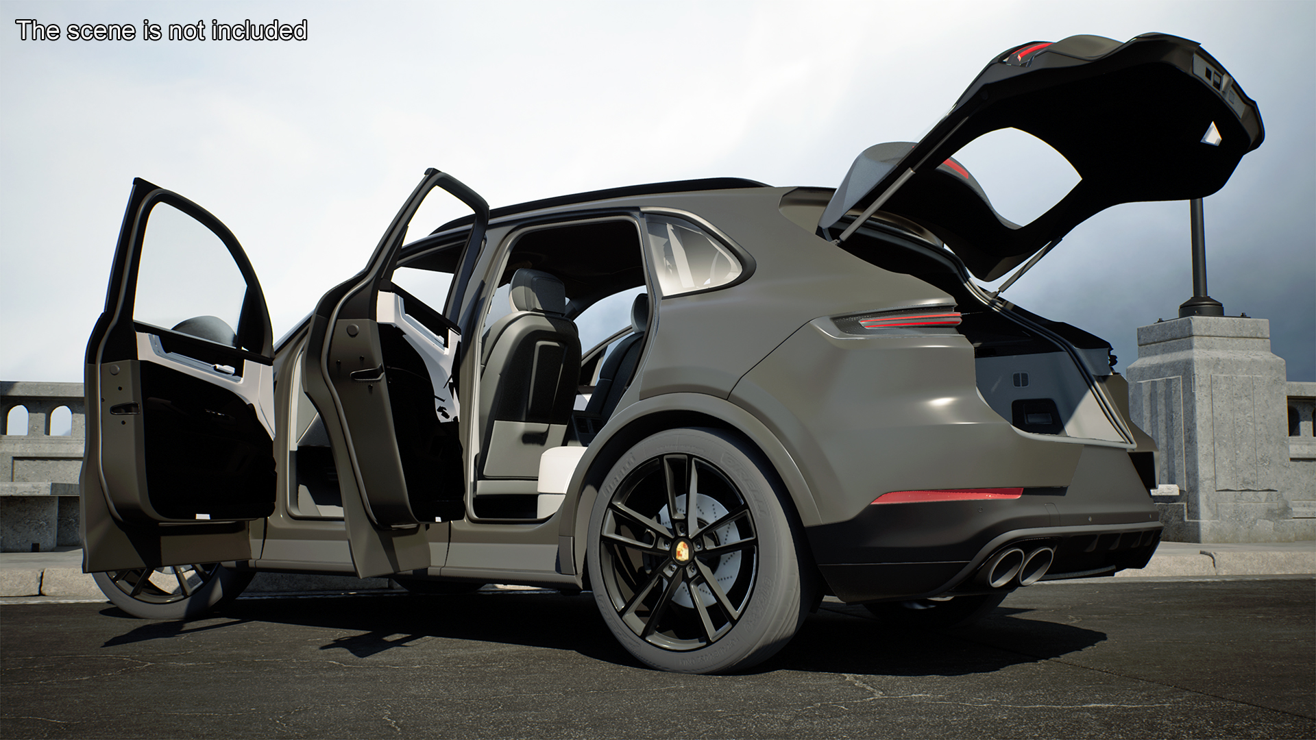 3D model 2024 Porsche Cayenne E-Hybrid Gray Rigged for Cinema 4D