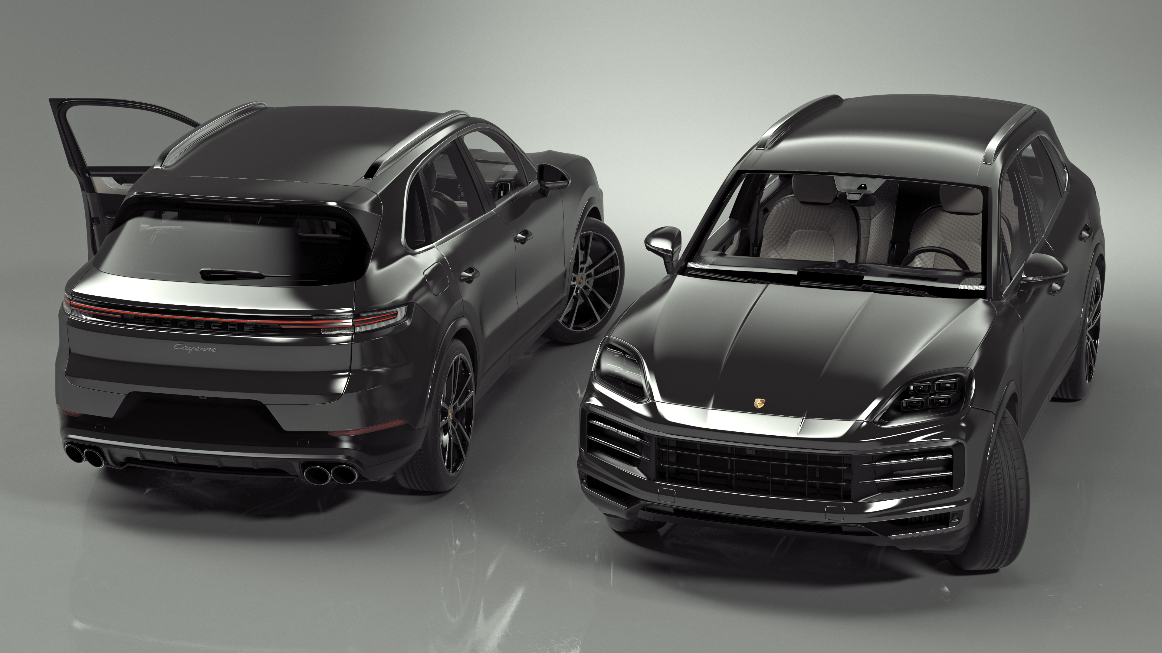 3D model 2024 Porsche Cayenne E-Hybrid Gray Rigged for Cinema 4D