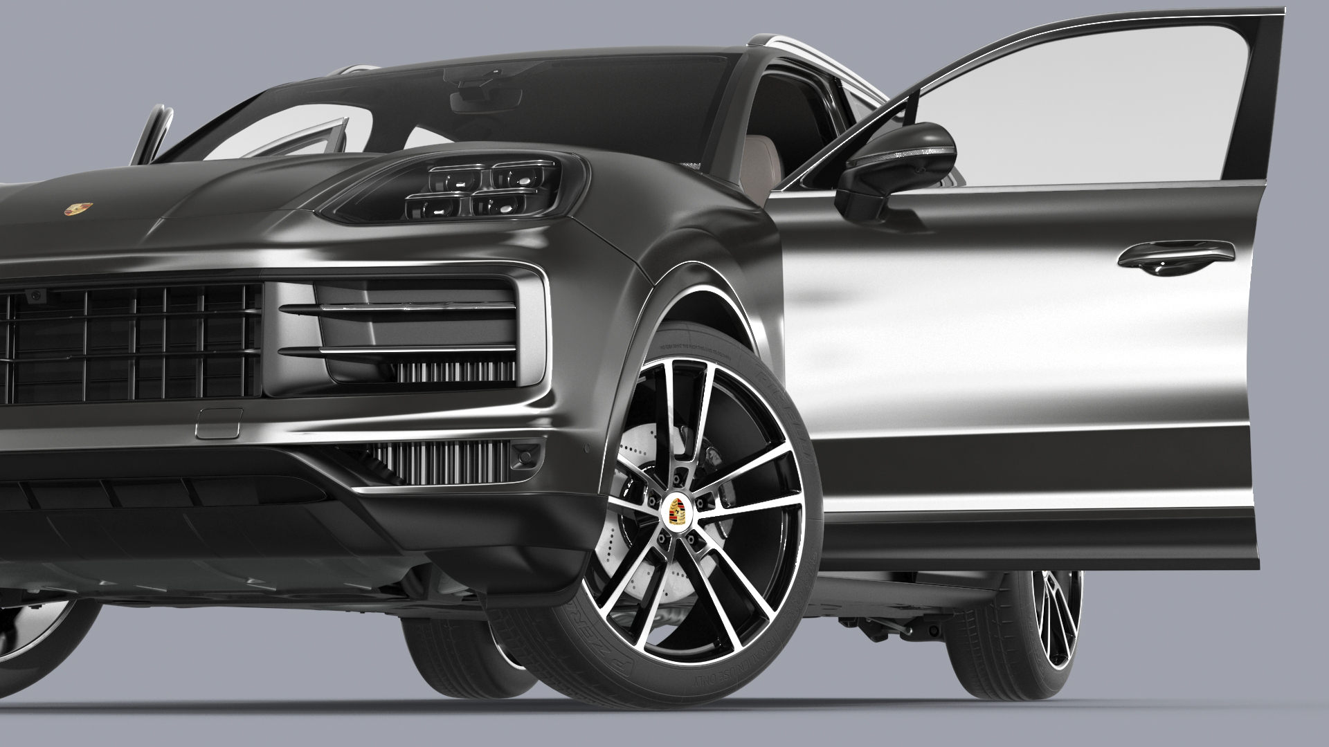 3D model 2024 Porsche Cayenne E-Hybrid Gray Rigged for Cinema 4D