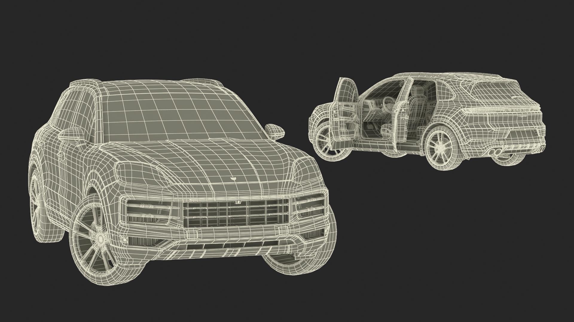 3D model 2024 Porsche Cayenne E-Hybrid Gray Rigged for Cinema 4D