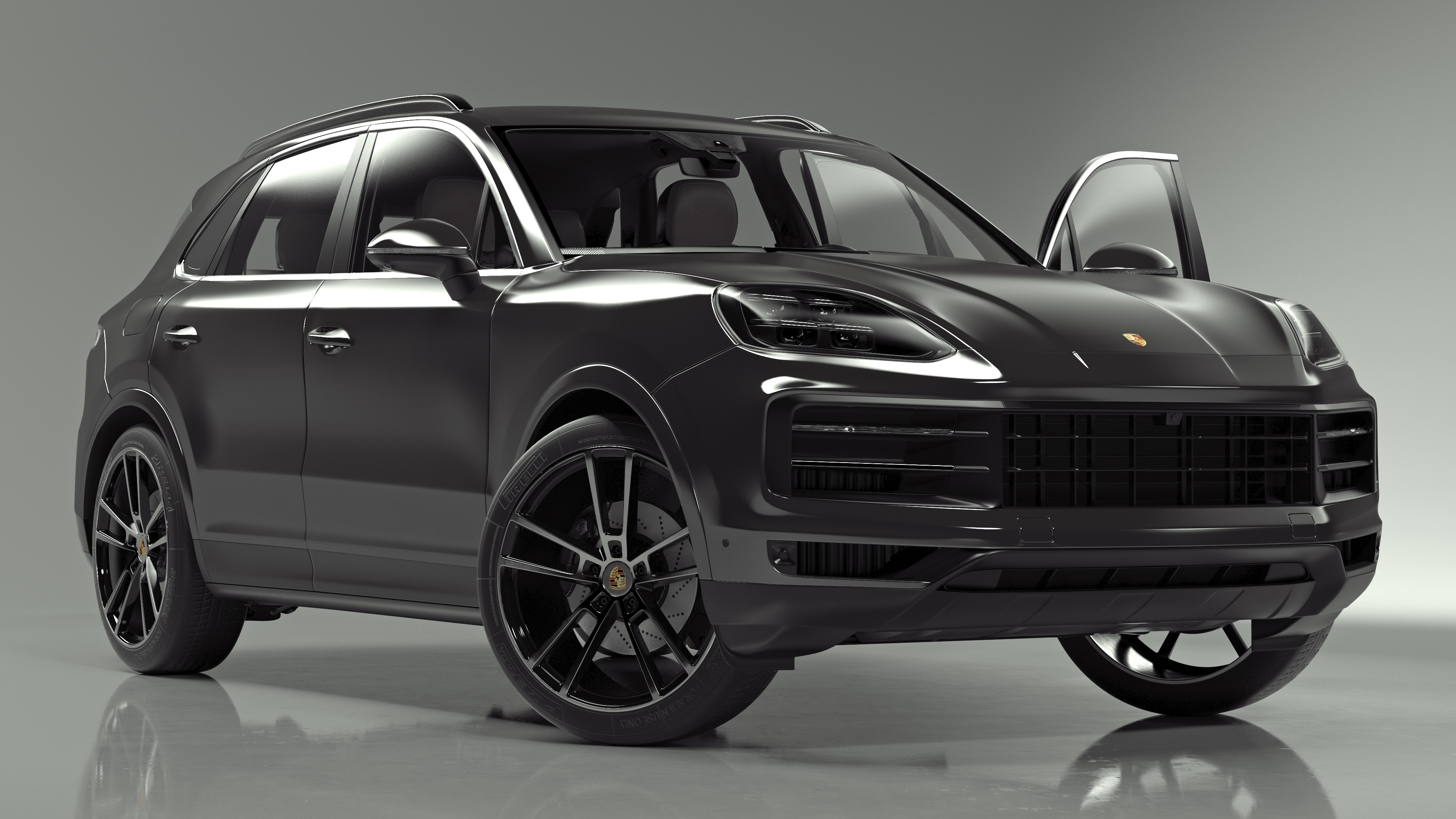 3D model 2024 Porsche Cayenne E-Hybrid Gray Rigged for Cinema 4D